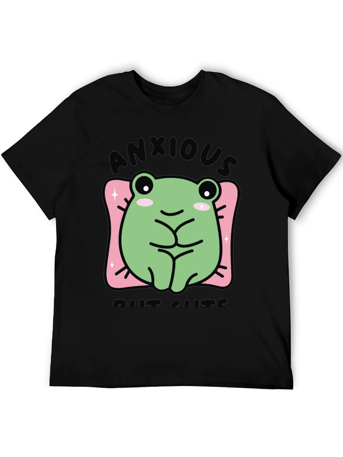 Anxious But Cute Frog Graphic Tee - Black
