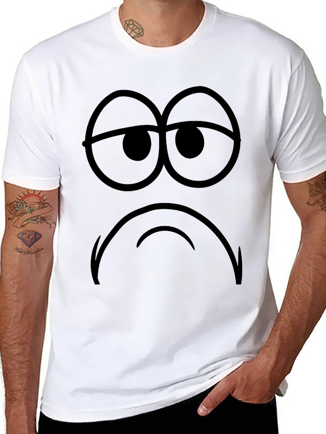 Sad Face Graphic Tee - Mens Black T-Shirt