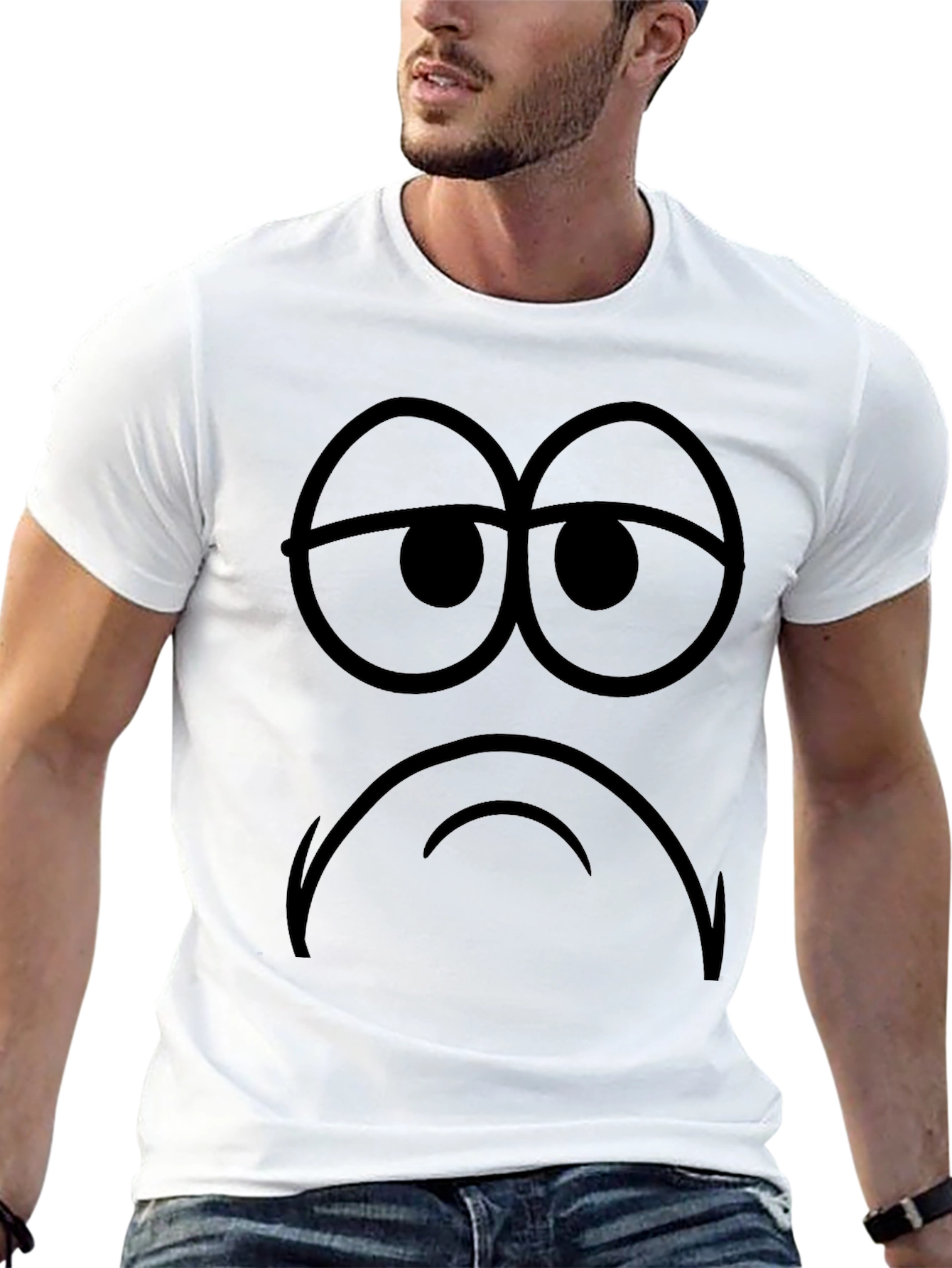 Sad Face Graphic Tee - Mens Black T-Shirt