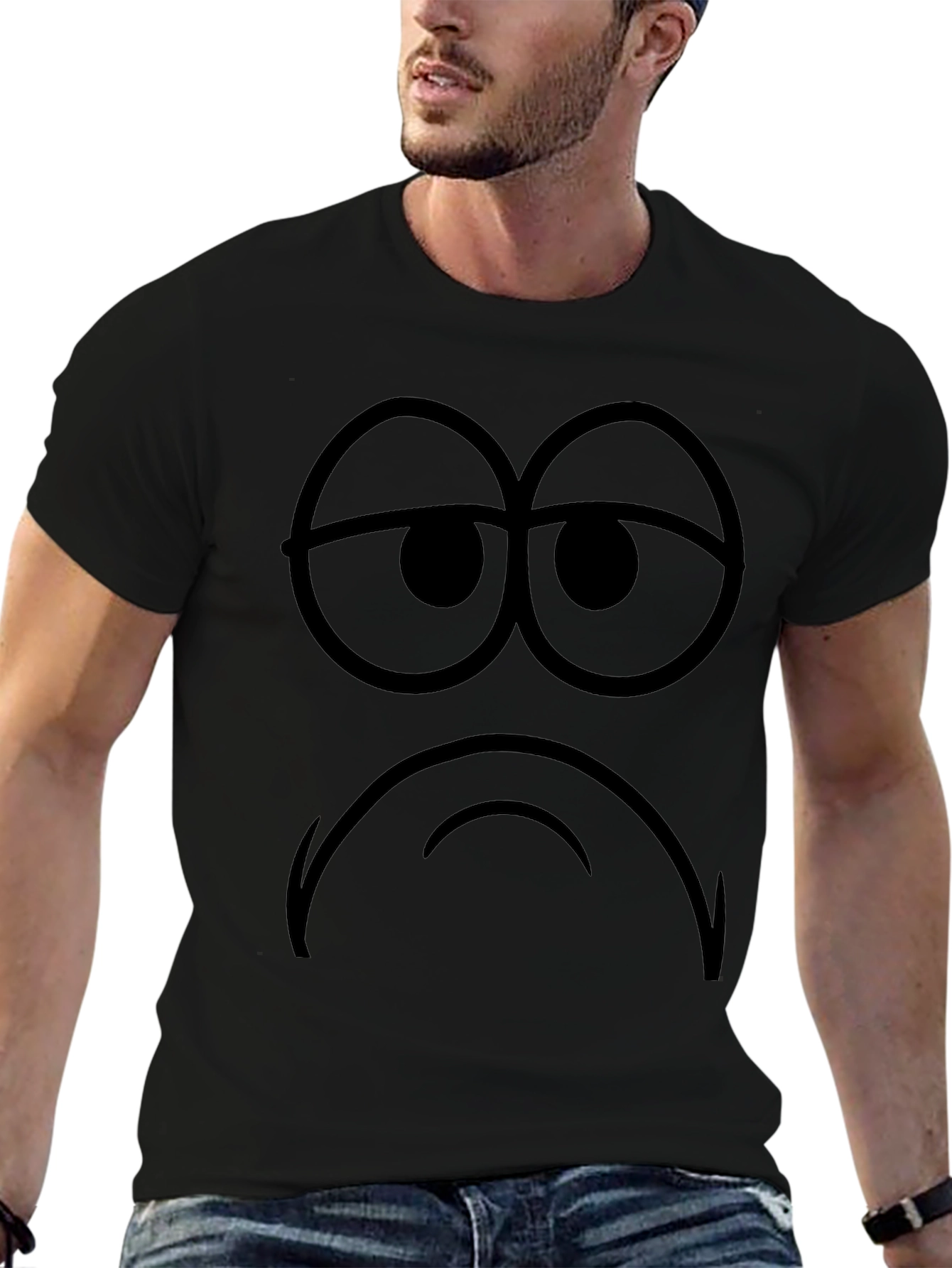 Sad Face Graphic Tee - Mens Black T-Shirt