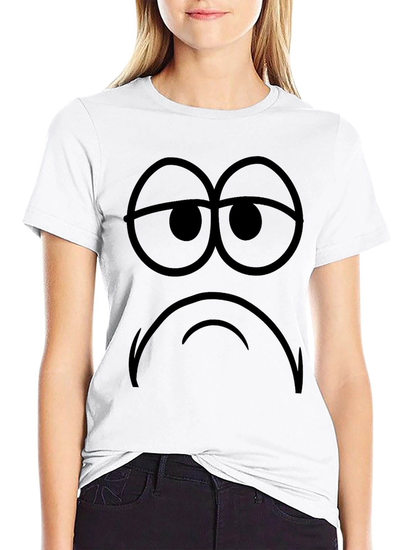 Sad Face Graphic Tee - Mens Black T-Shirt