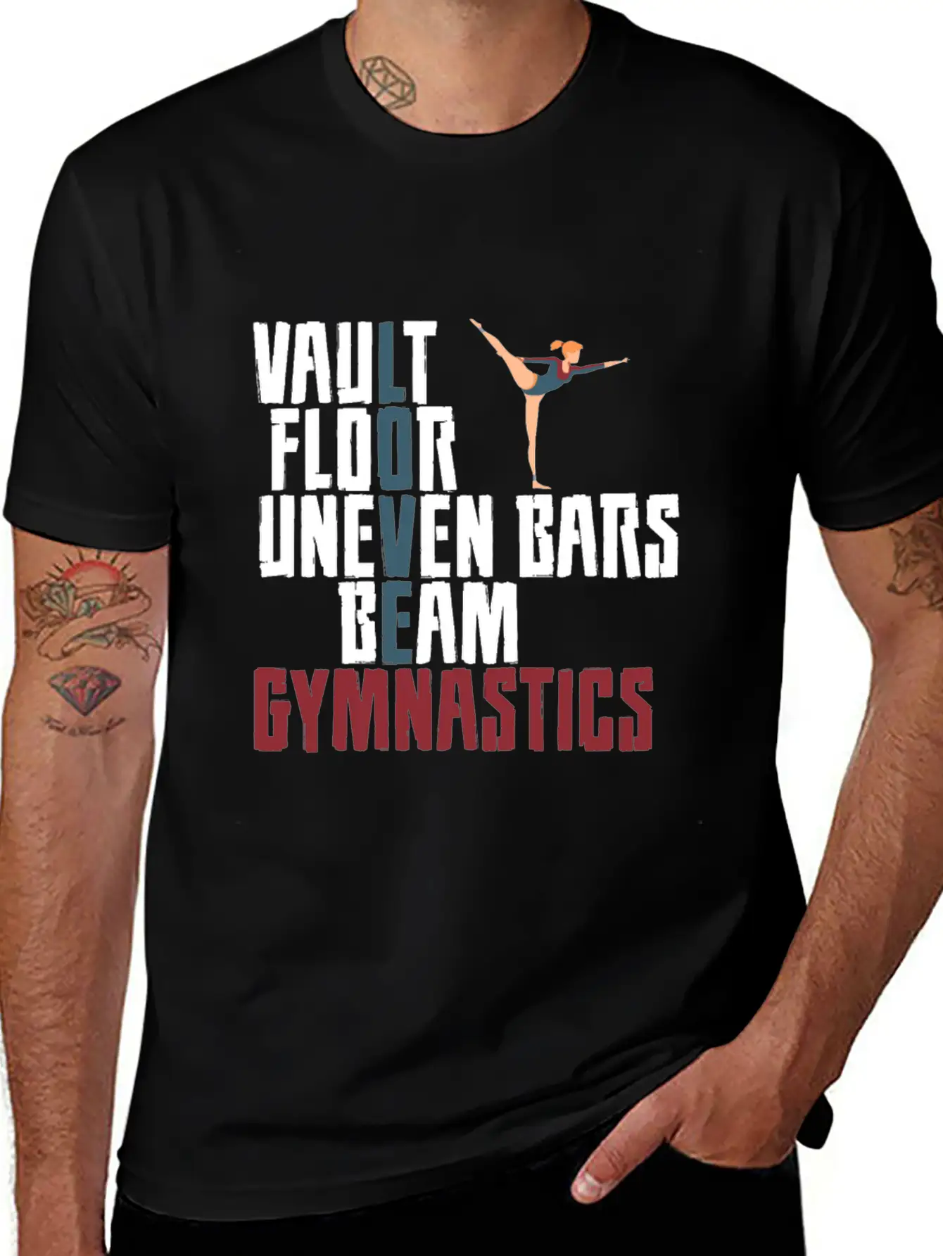 Vault Floor Uneven Bars Beam Gymnastics 4 Lightweight Cotton T-Shirt – Daily Comfort Graphic Shirt