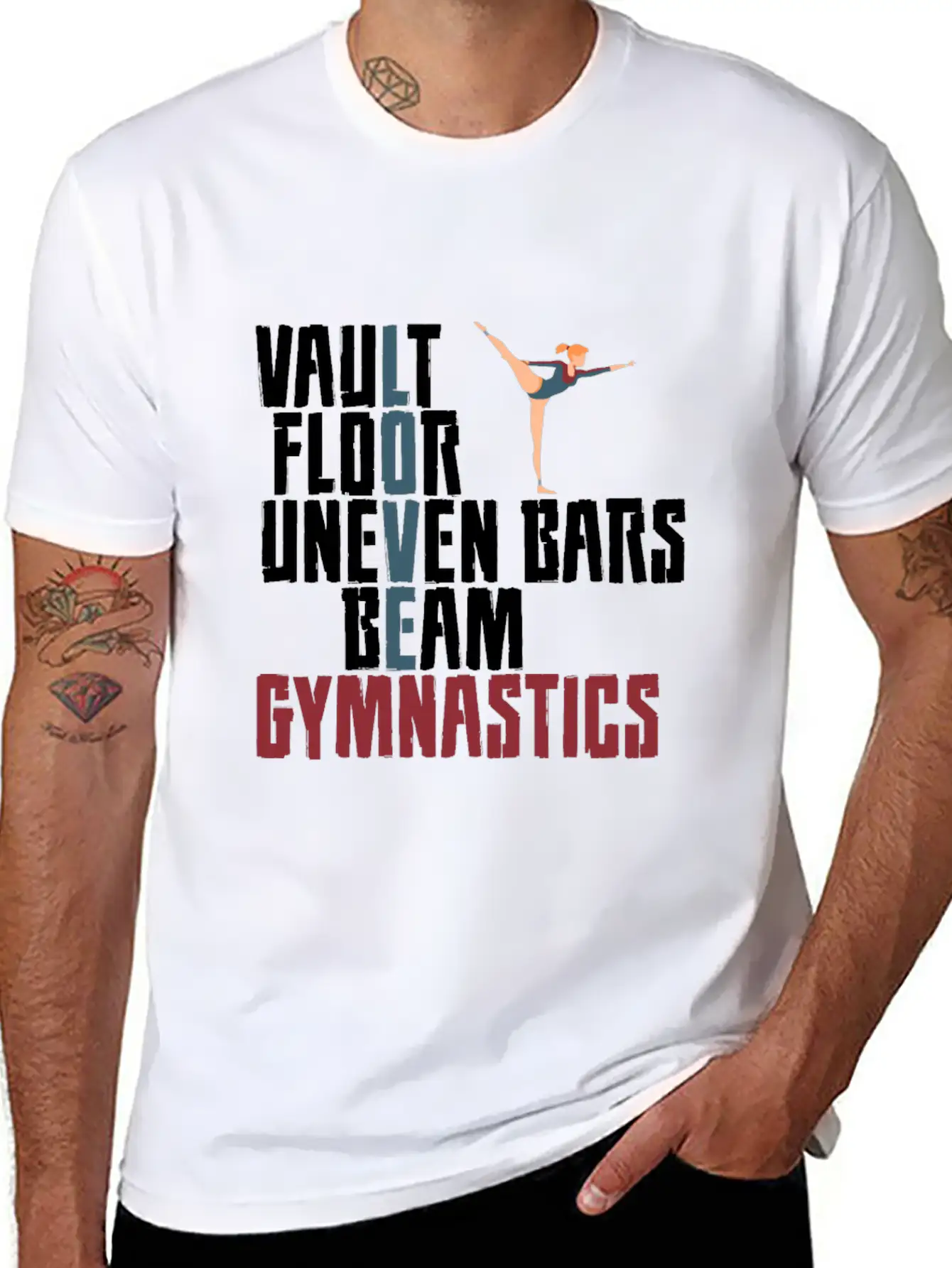 Vault Floor Uneven Bars Beam Gymnastics 4 Lightweight Cotton T-Shirt – Daily Comfort Graphic Shirt
