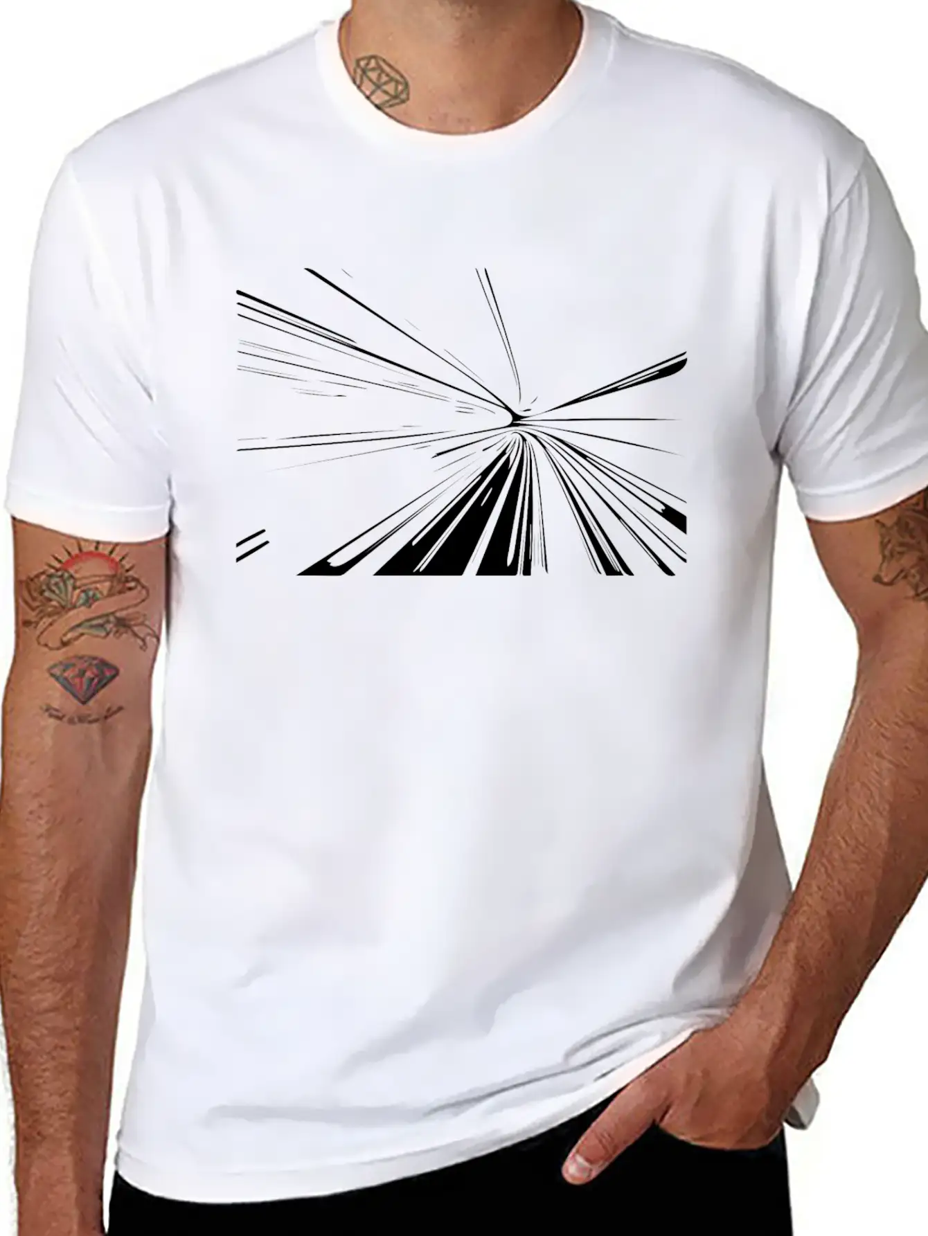 Vector Lines Splash Unique & Unusual Lightweight Cotton T-Shirt – Daily Comfort Graphic Shirt