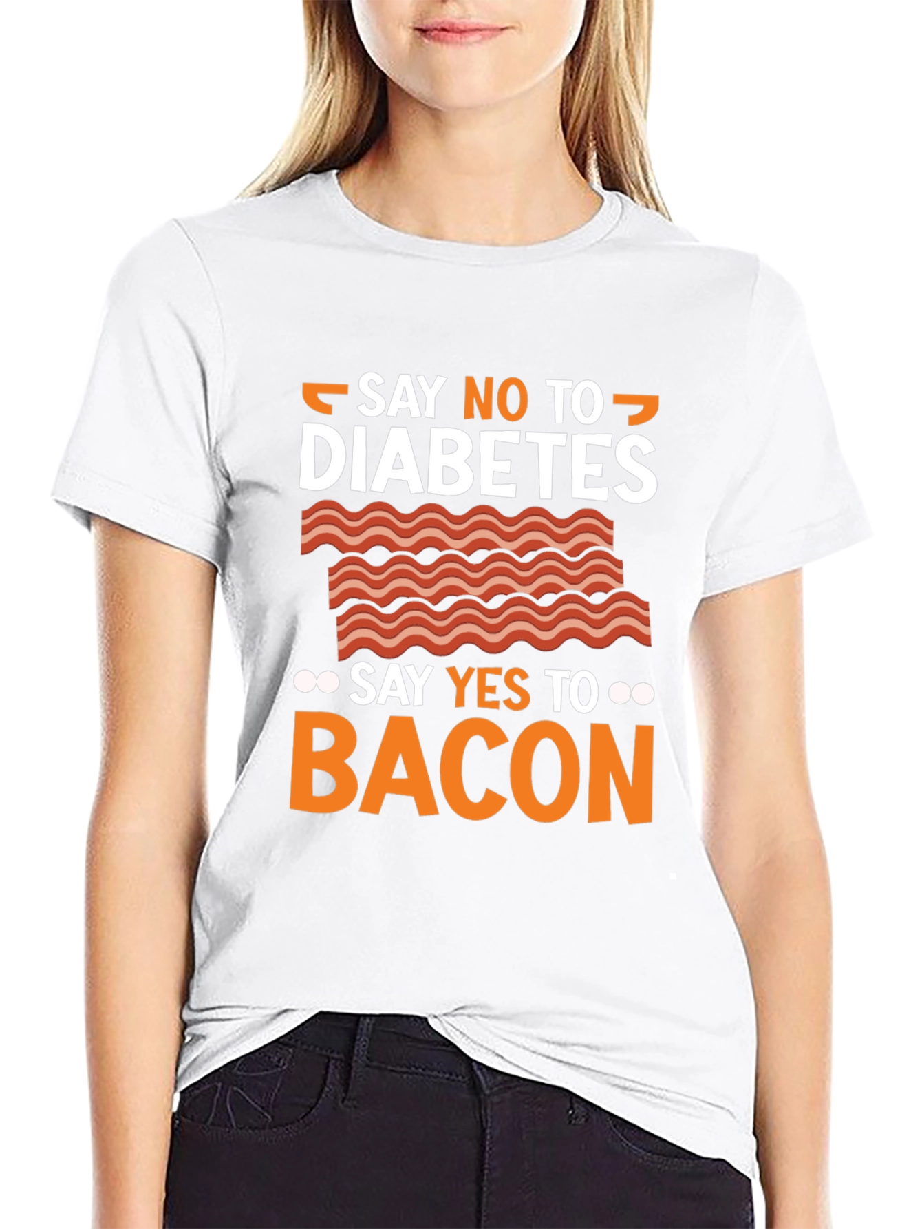 Say No To Diabetes Bacon Graphic T-Shirt