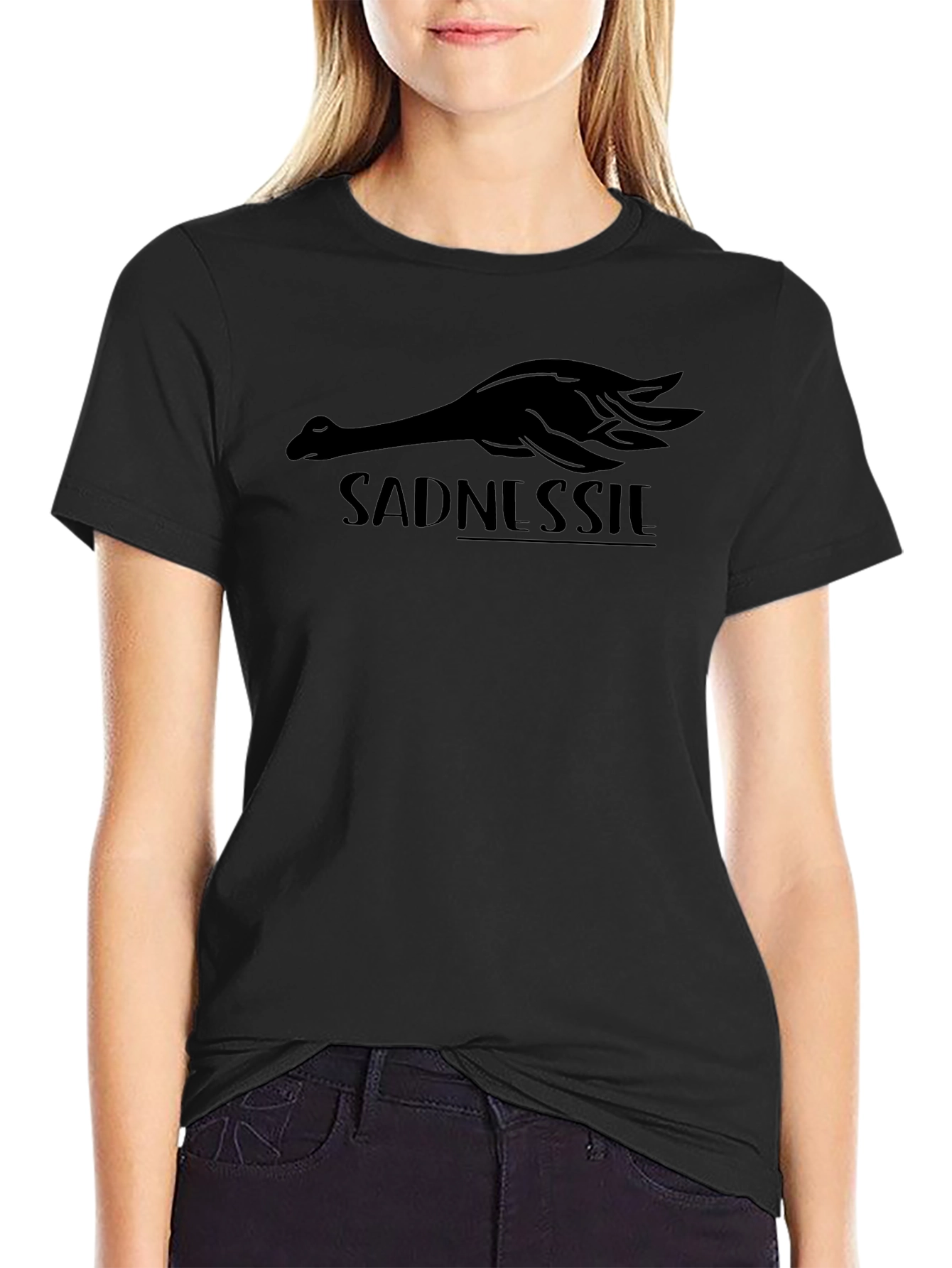 Sadnessie Black Graphic Tee - Loch Ness Monster Inspired