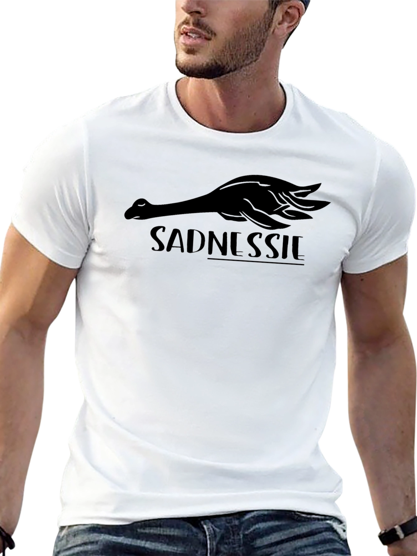 Sadnessie Black Graphic Tee - Loch Ness Monster Inspired