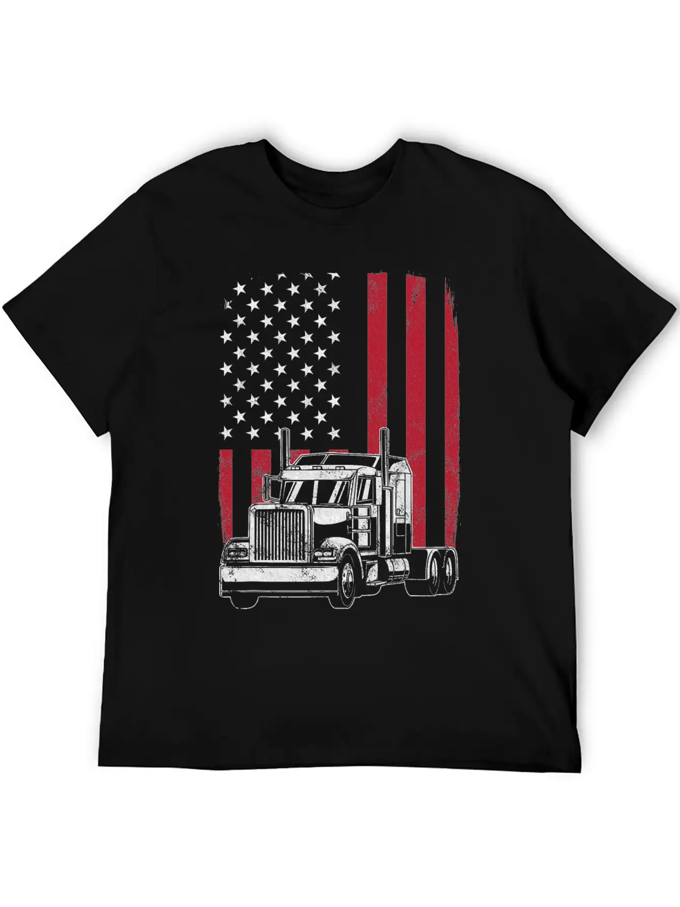 Vintage Trucker USA American Flag Truck Driver Lightweight Cotton T-Shirt – Daily Comfort Graphic Shirt