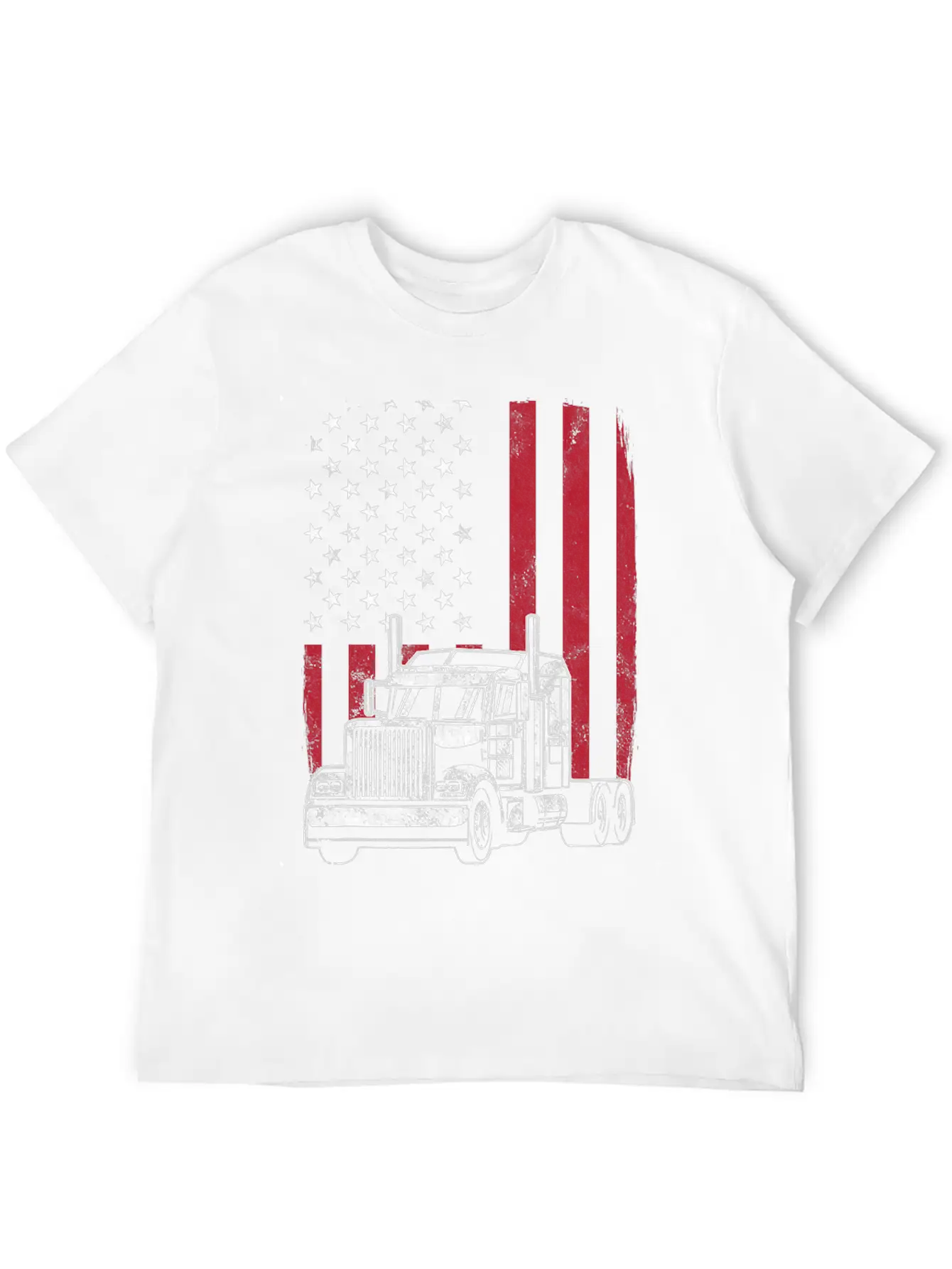 Vintage Trucker USA American Flag Truck Driver Lightweight Cotton T-Shirt – Daily Comfort Graphic Shirt