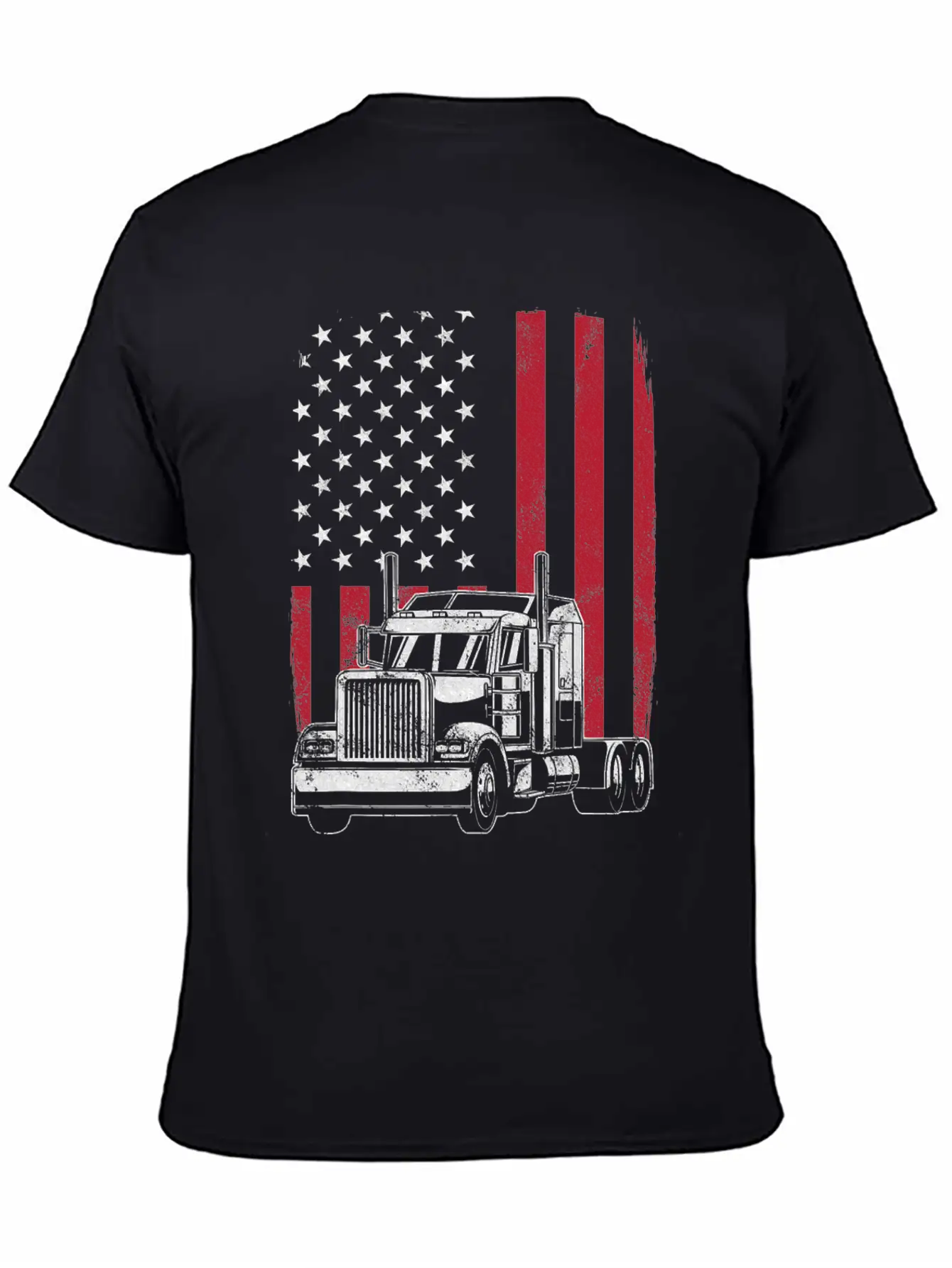 Vintage Trucker USA American Flag Truck Driver Lightweight Cotton T-Shirt – Daily Comfort Graphic Shirt