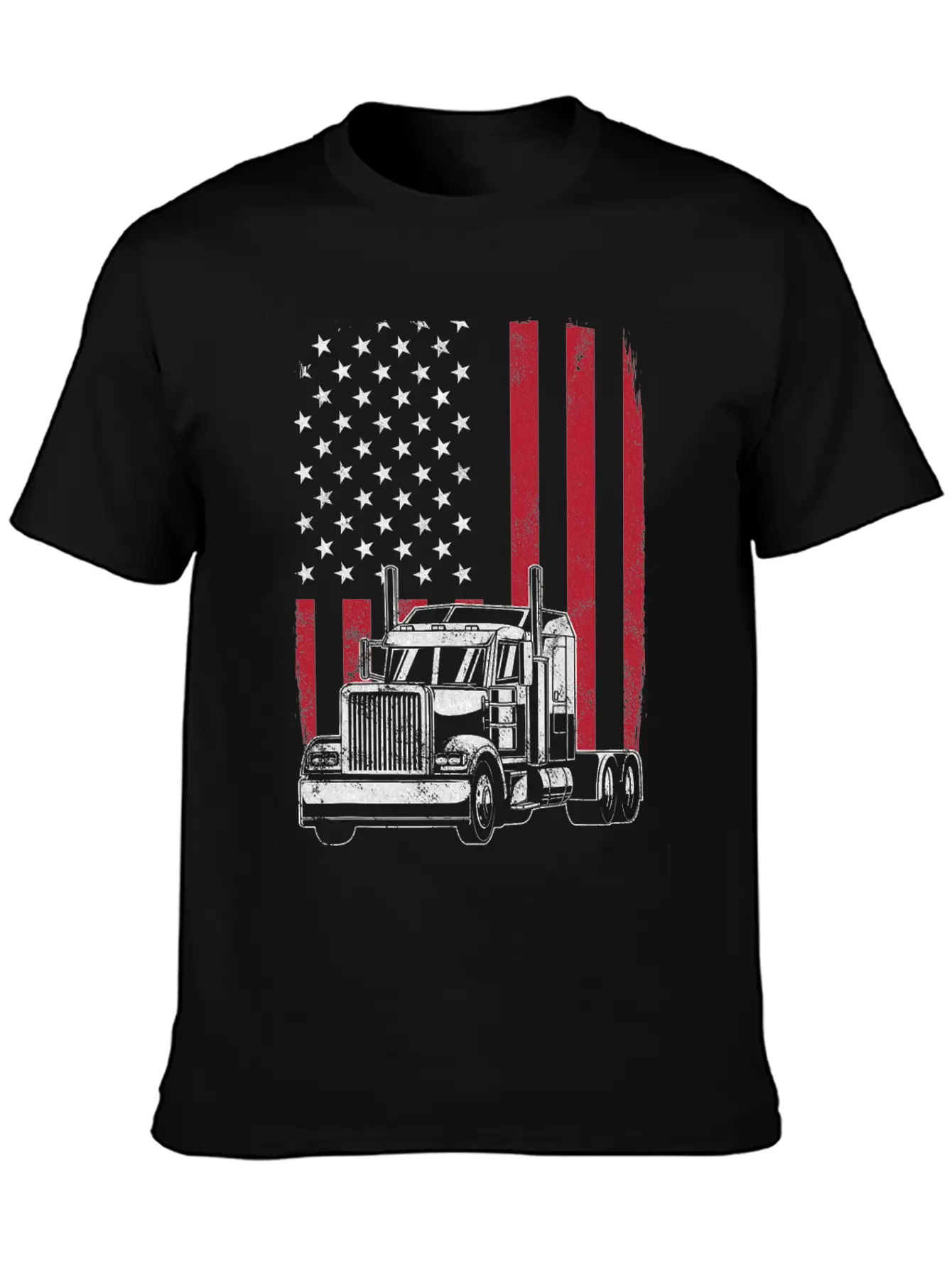 Vintage Trucker USA American Flag Truck Driver Lightweight Cotton T-Shirt – Daily Comfort Graphic Shirt