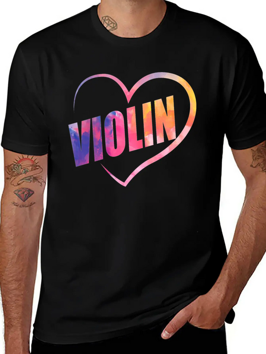 Violin Violinist Heart Watercolor Lightweight Cotton T-Shirt – Daily Comfort Graphic Shirt