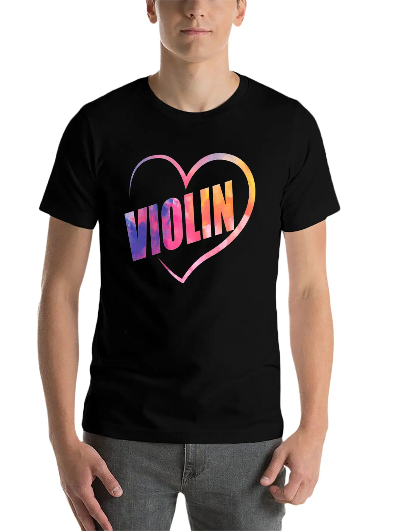 Violin Violinist Heart Watercolor Lightweight Cotton T-Shirt – Daily Comfort Graphic Shirt