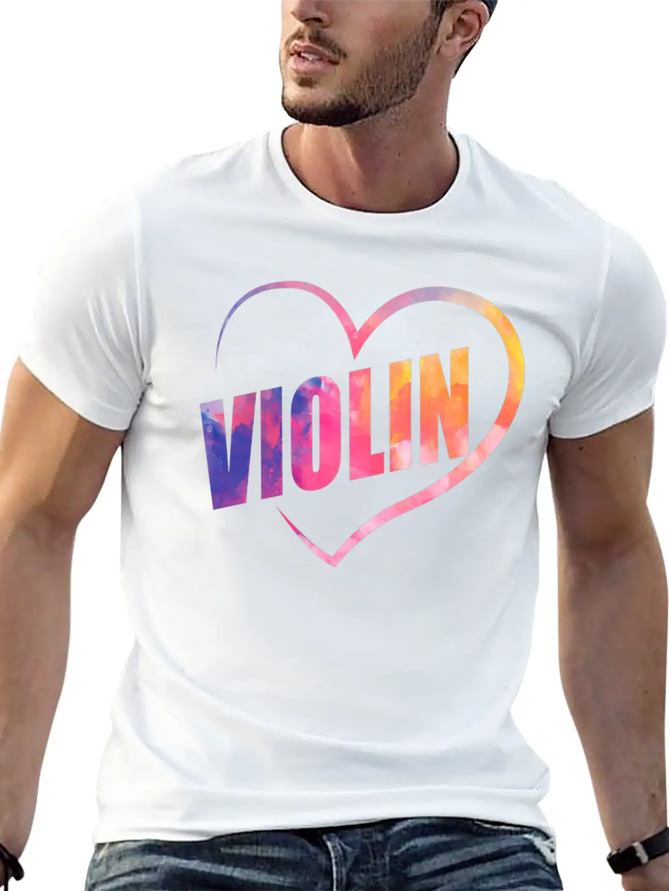 Violin Violinist Heart Watercolor Lightweight Cotton T-Shirt – Daily Comfort Graphic Shirt