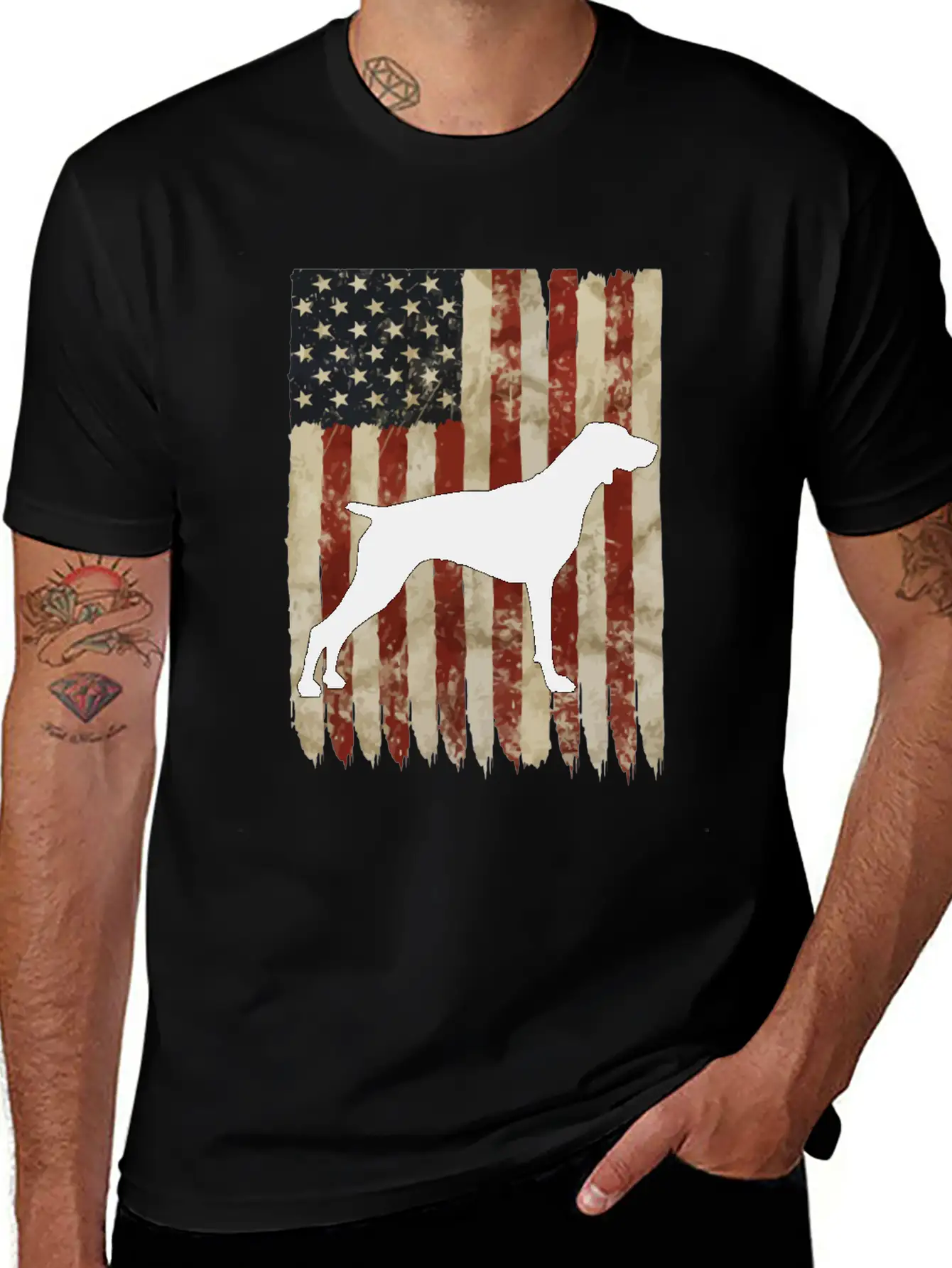 Vizsla Usa Flag Patriotic Dog Owner Gift Lightweight Cotton T-Shirt – Daily Comfort Graphic Shirt