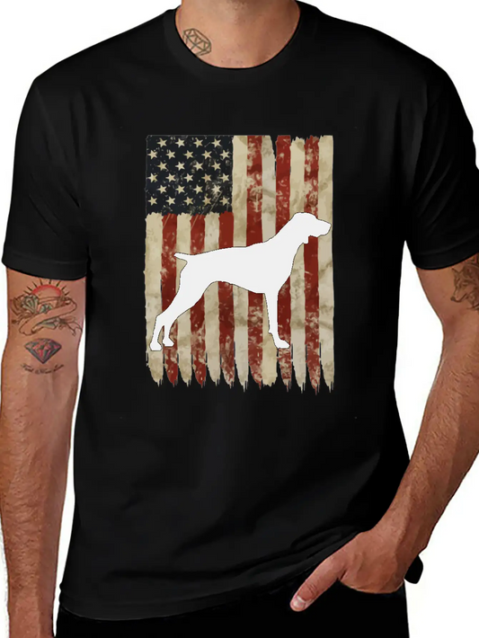 Vizsla Usa Flag Patriotic Dog Owner Gift Lightweight Cotton T-Shirt – Daily Comfort Graphic Shirt