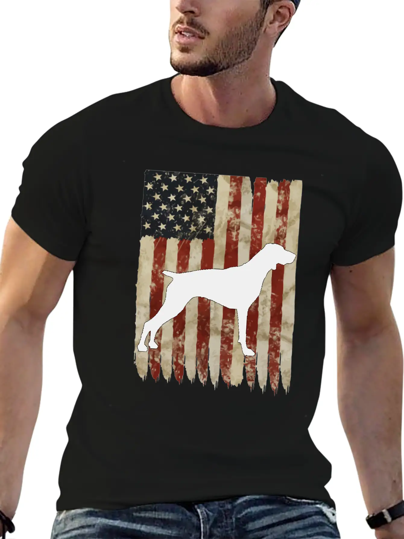 Vizsla Usa Flag Patriotic Dog Owner Gift Lightweight Cotton T-Shirt – Daily Comfort Graphic Shirt