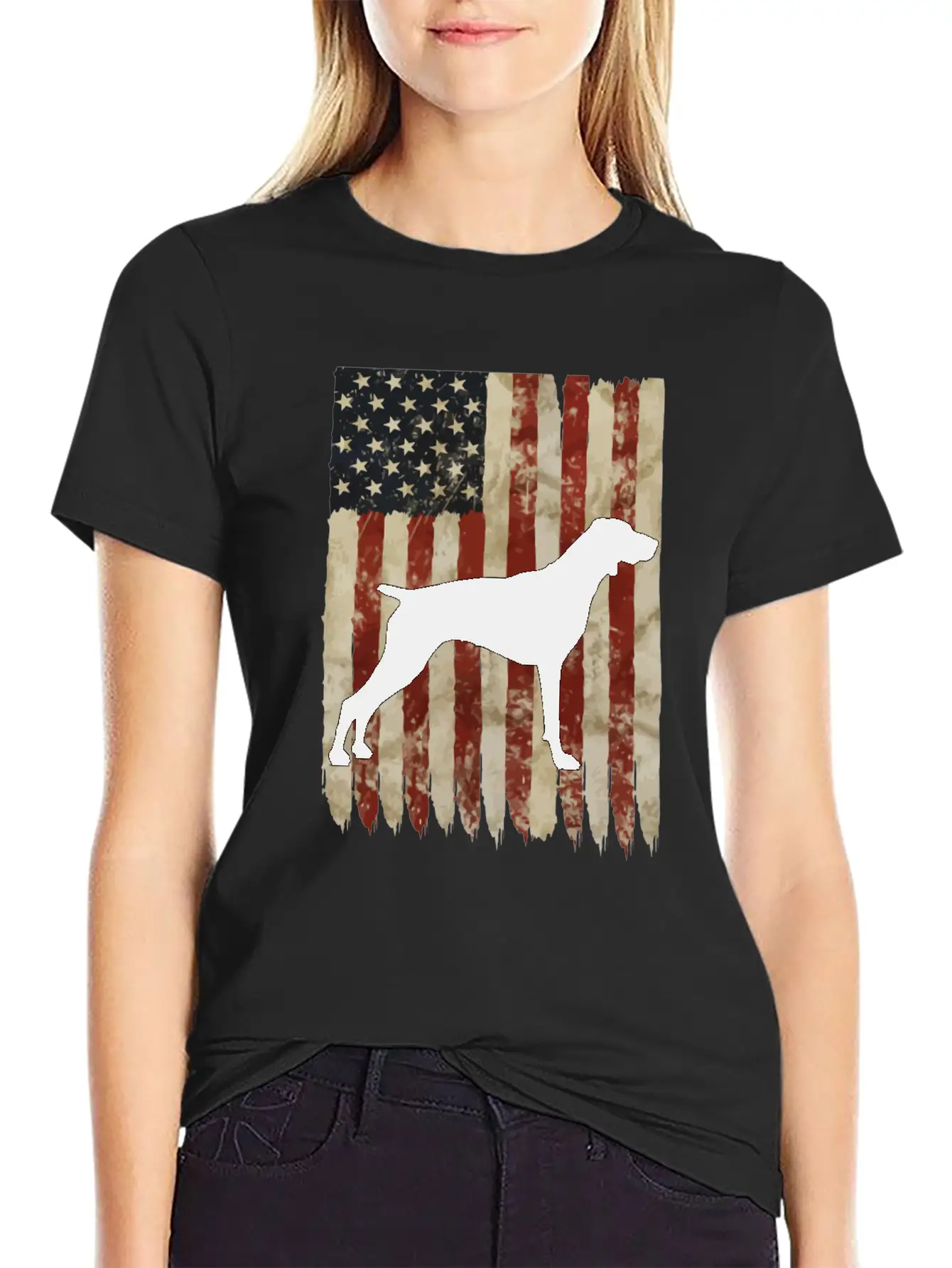 Vizsla Usa Flag Patriotic Dog Owner Gift Lightweight Cotton T-Shirt – Daily Comfort Graphic Shirt