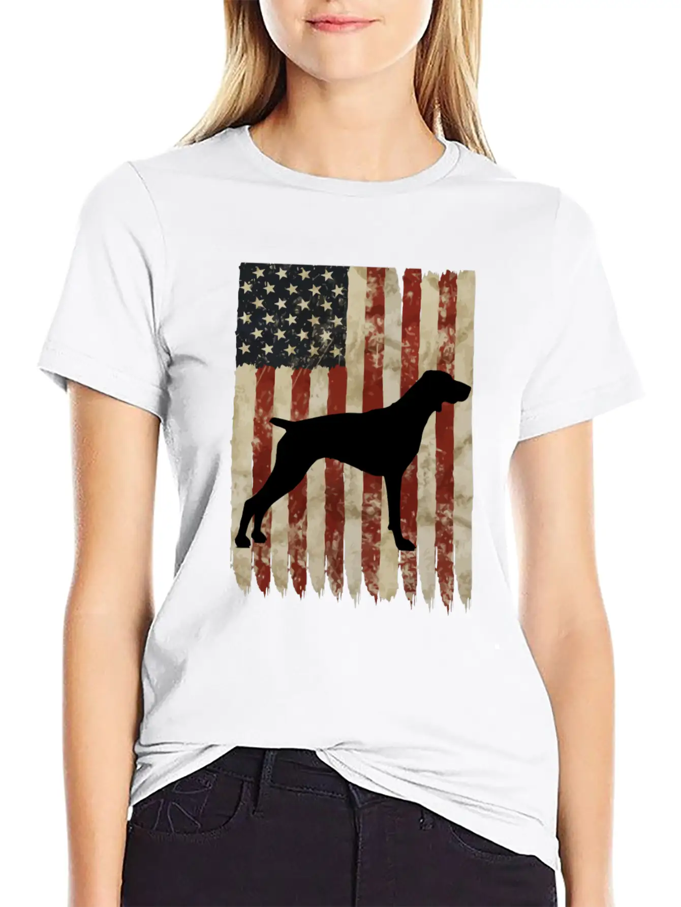 Vizsla Usa Flag Patriotic Dog Owner Gift Lightweight Cotton T-Shirt – Daily Comfort Graphic Shirt