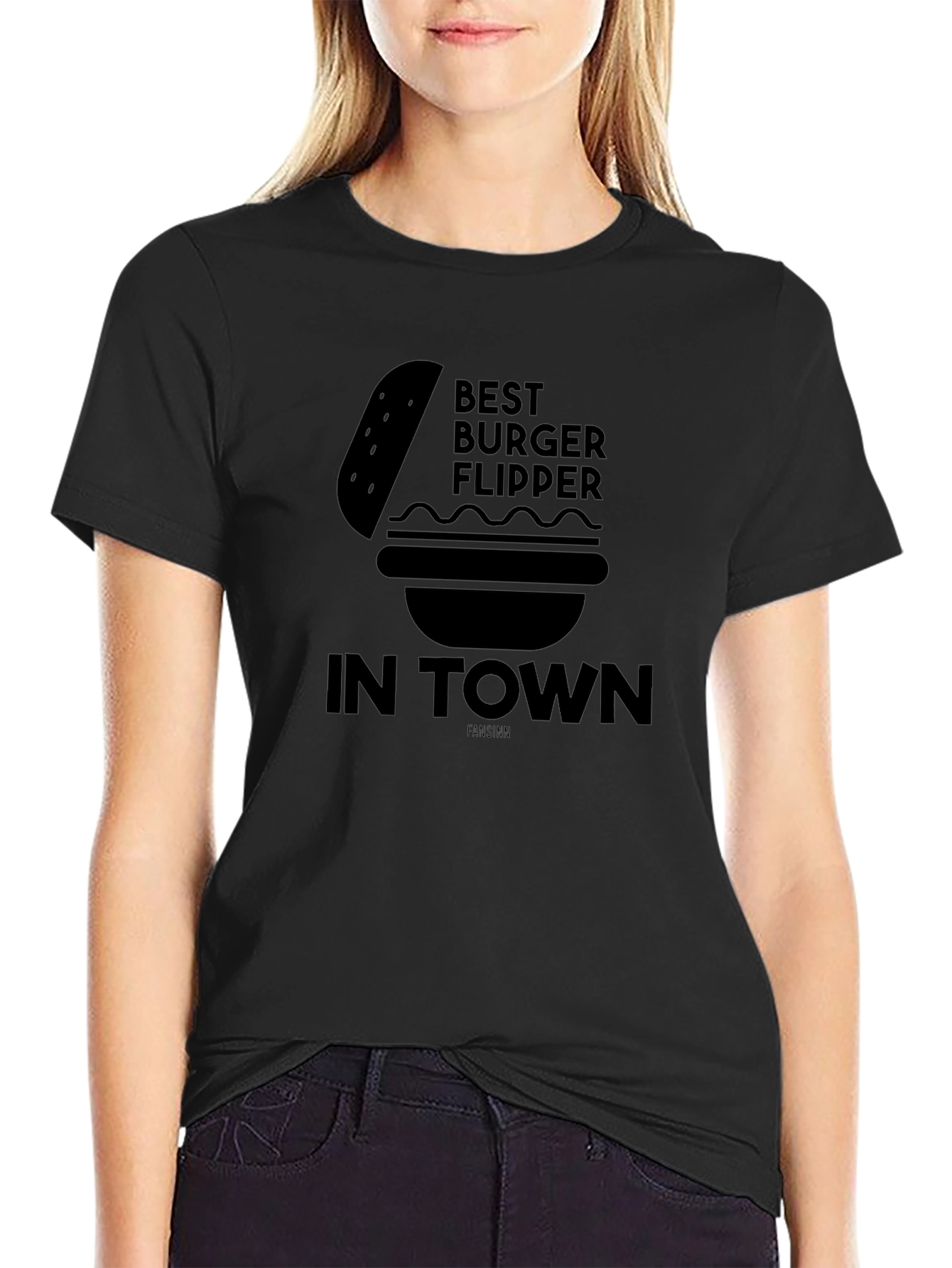 Best Burger Flipper in Town Black Graphic Tee