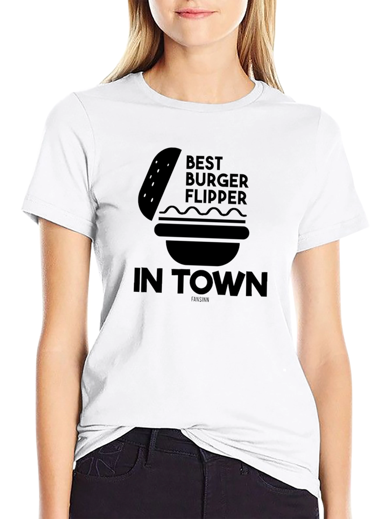 Best Burger Flipper in Town Black Graphic Tee