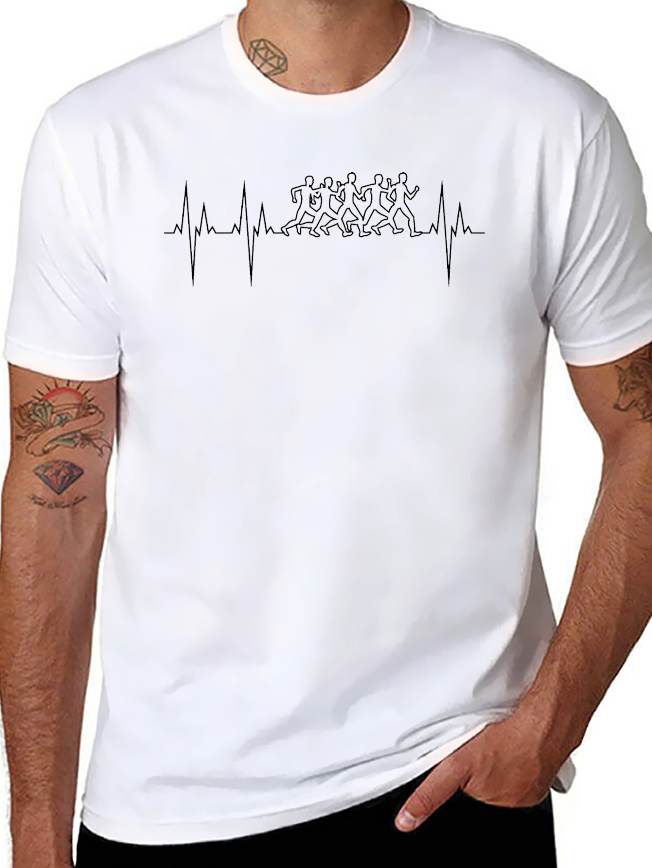 Runner Heartbeat T-Shirt - Black Graphic Tee