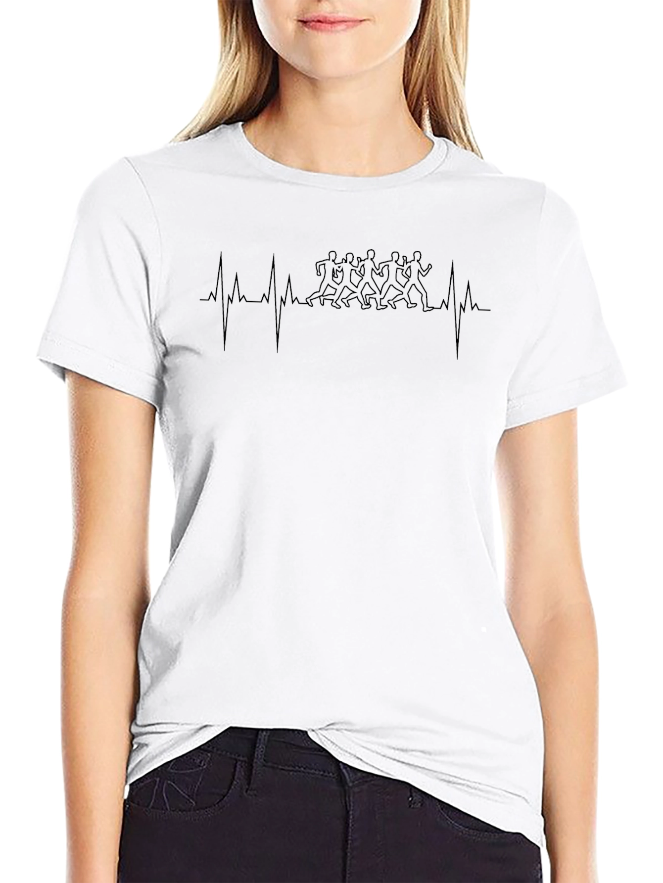 Runner Heartbeat T-Shirt - Black Graphic Tee