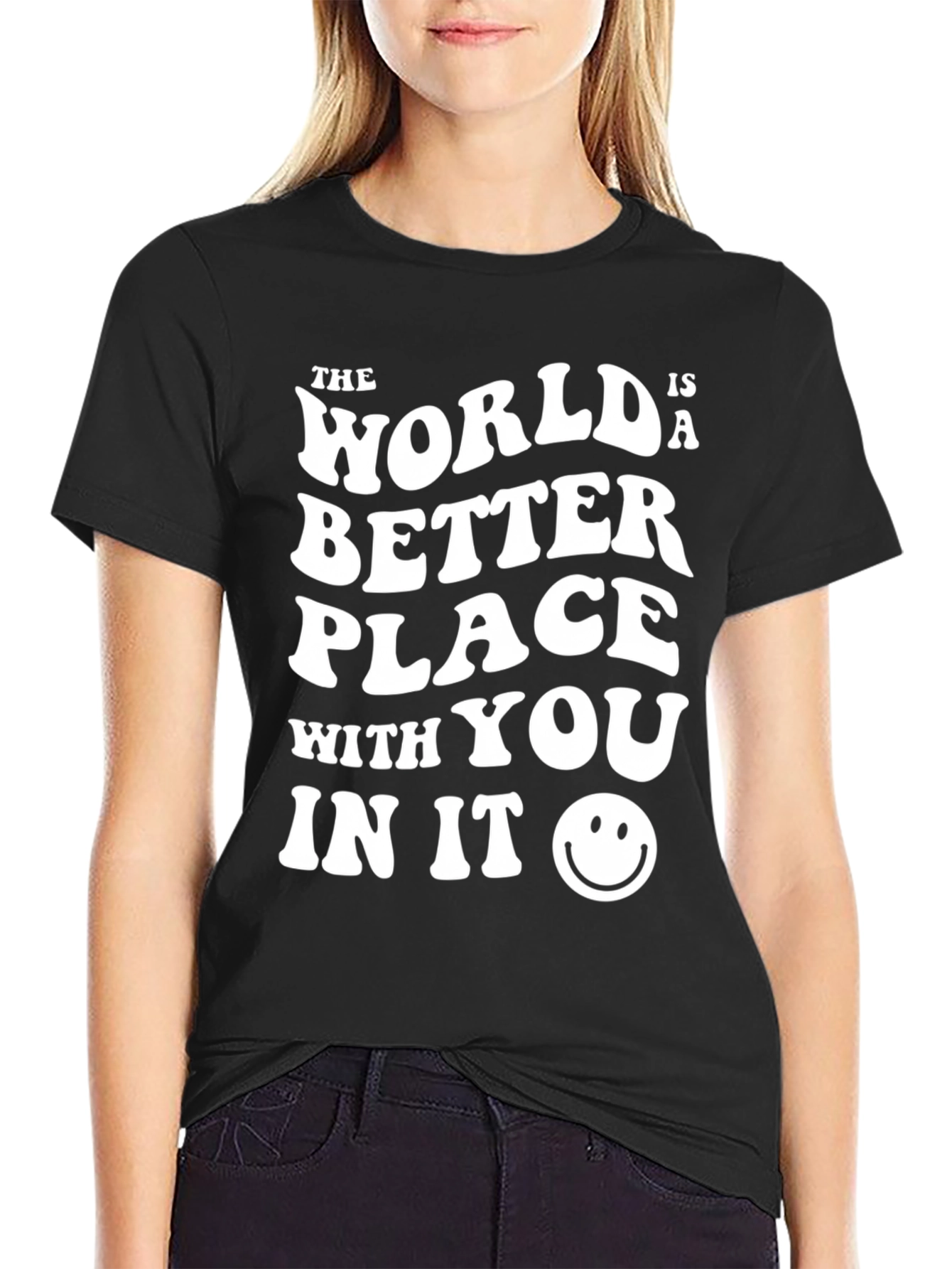 World Better With You Black Graphic Tee