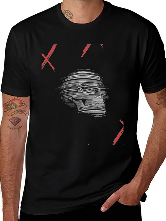 Skull Graphic Print Mens Black T-Shirt