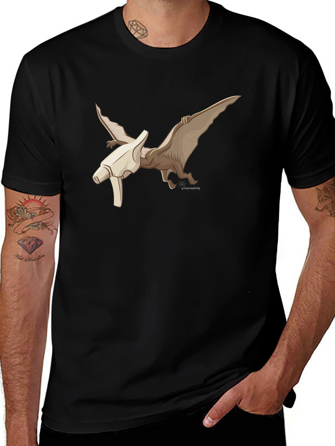 Pterodactyl Bone T-Shirt - Black Graphic Tee