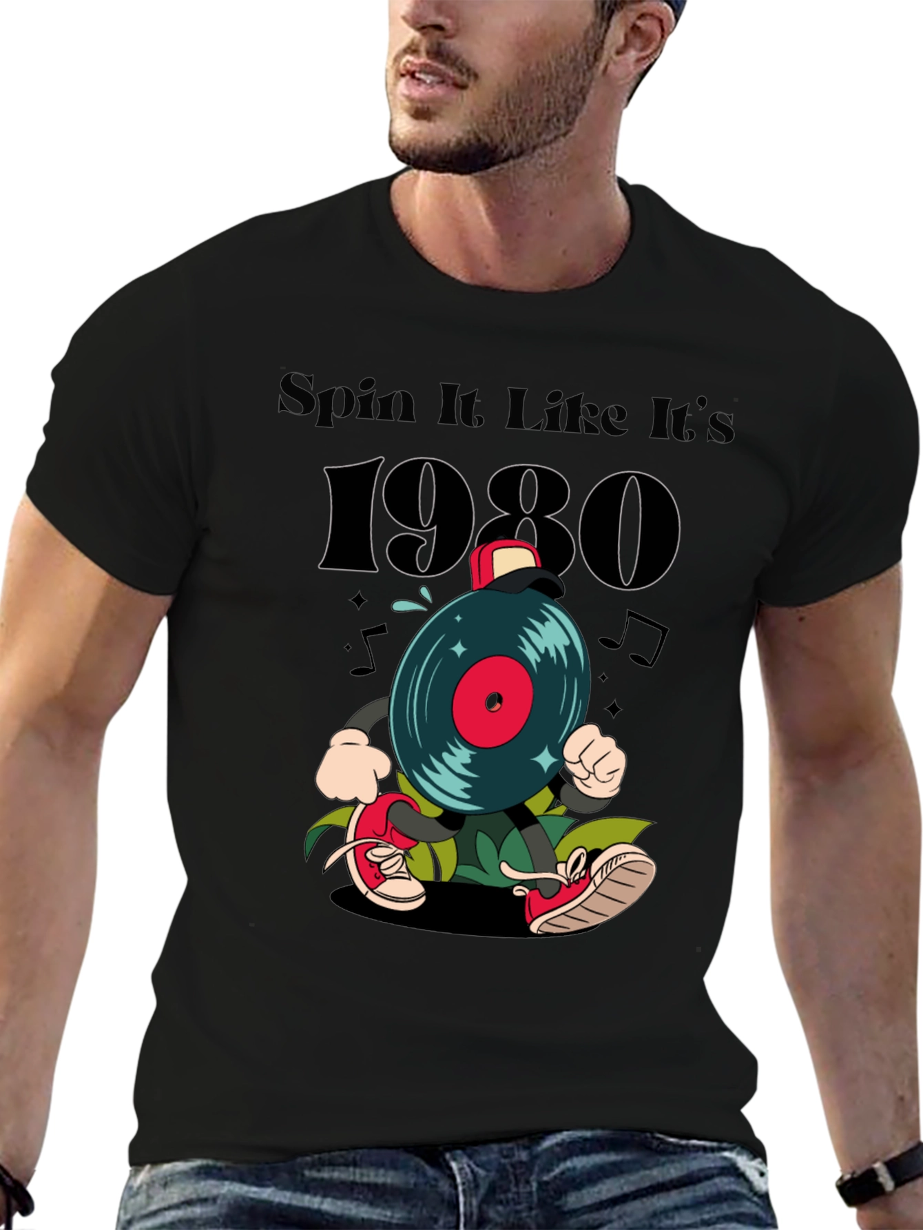 Spin It Like Its 1980s Black T-Shirt