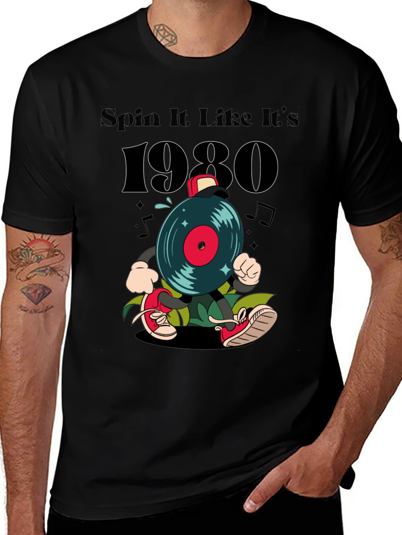 Spin It Like Its 1980s Black T-Shirt