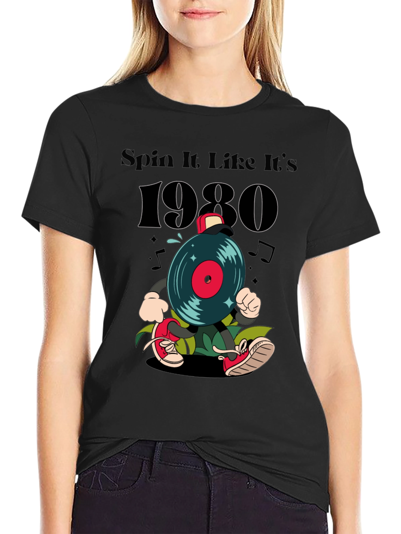 Spin It Like Its 1980s Black T-Shirt