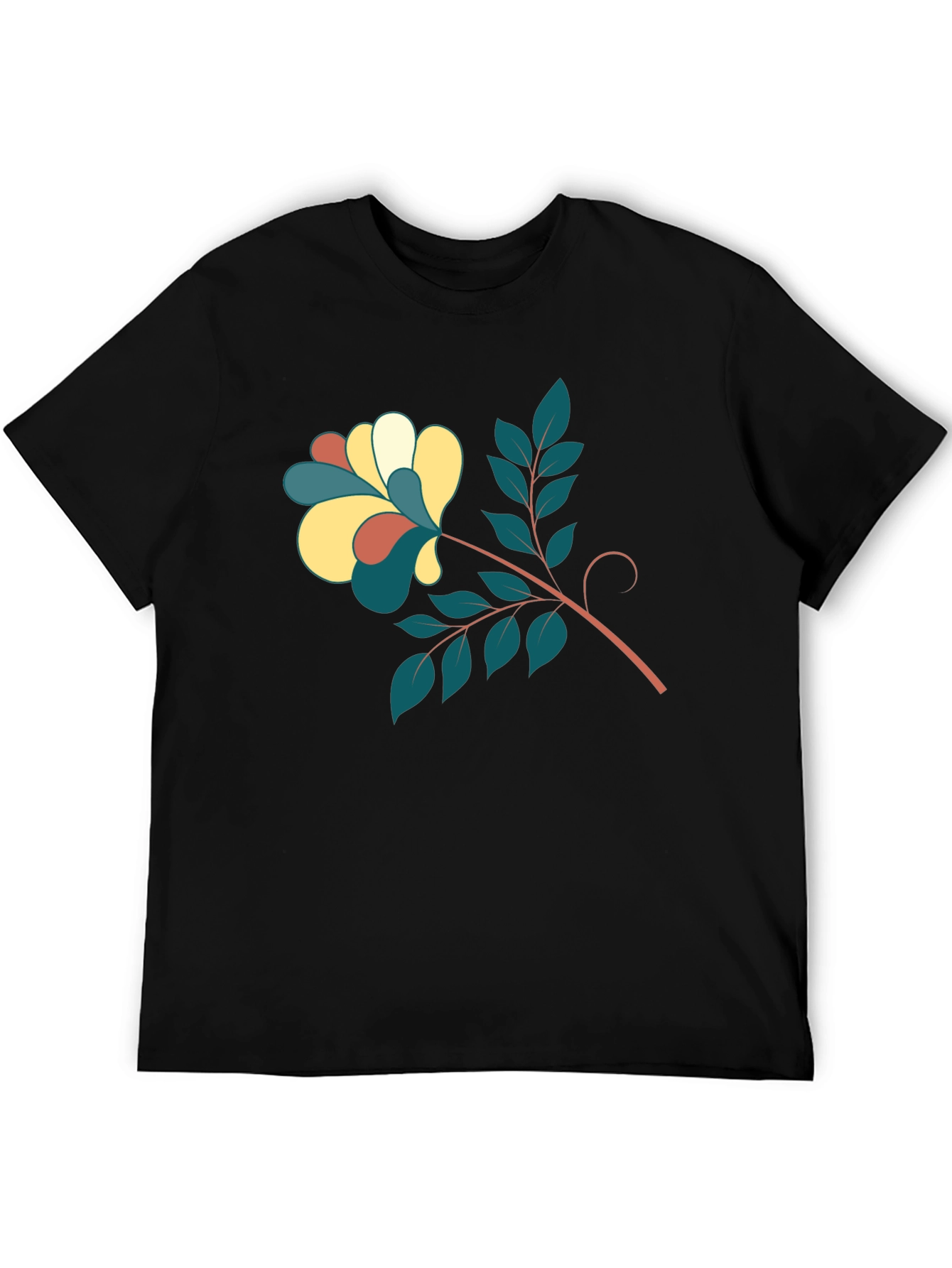 Stylish Black Tee with Floral Print