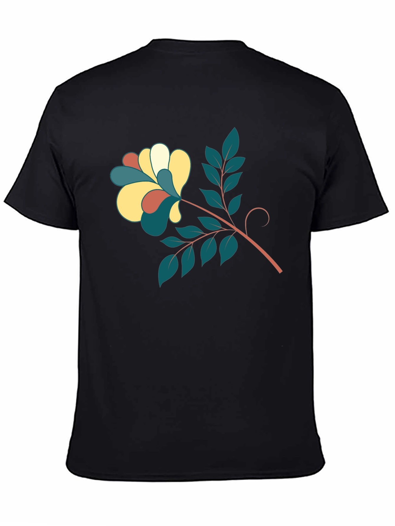 Stylish Black Tee with Floral Print