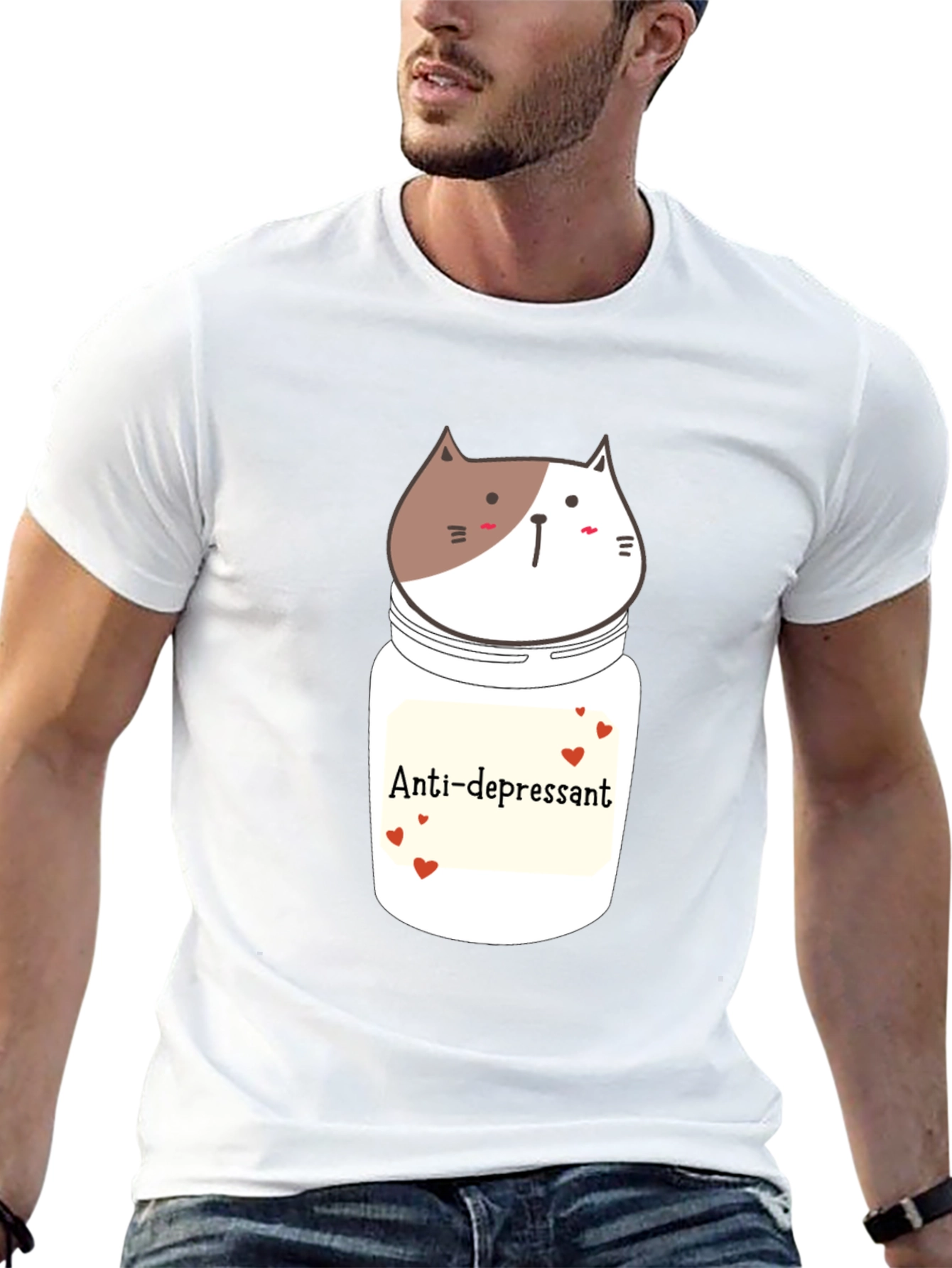 Anti-depressant Cat Jar Graphic T-Shirt