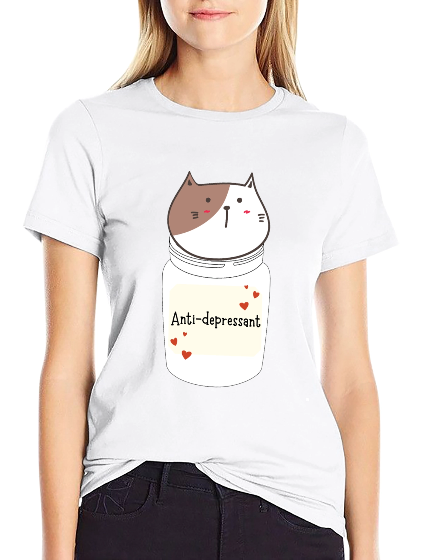 Anti-depressant Cat Jar Graphic T-Shirt