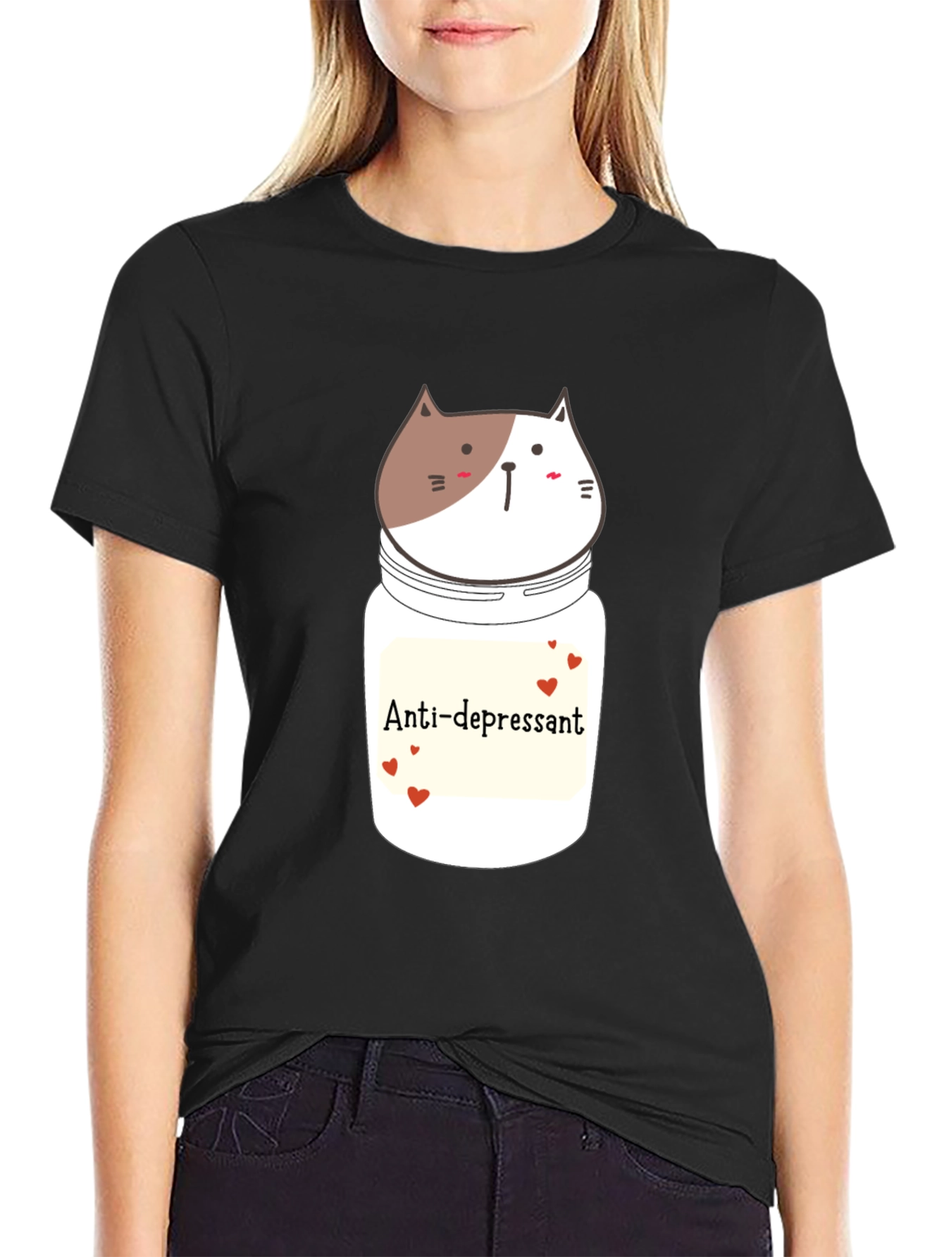 Anti-depressant Cat Jar Graphic T-Shirt