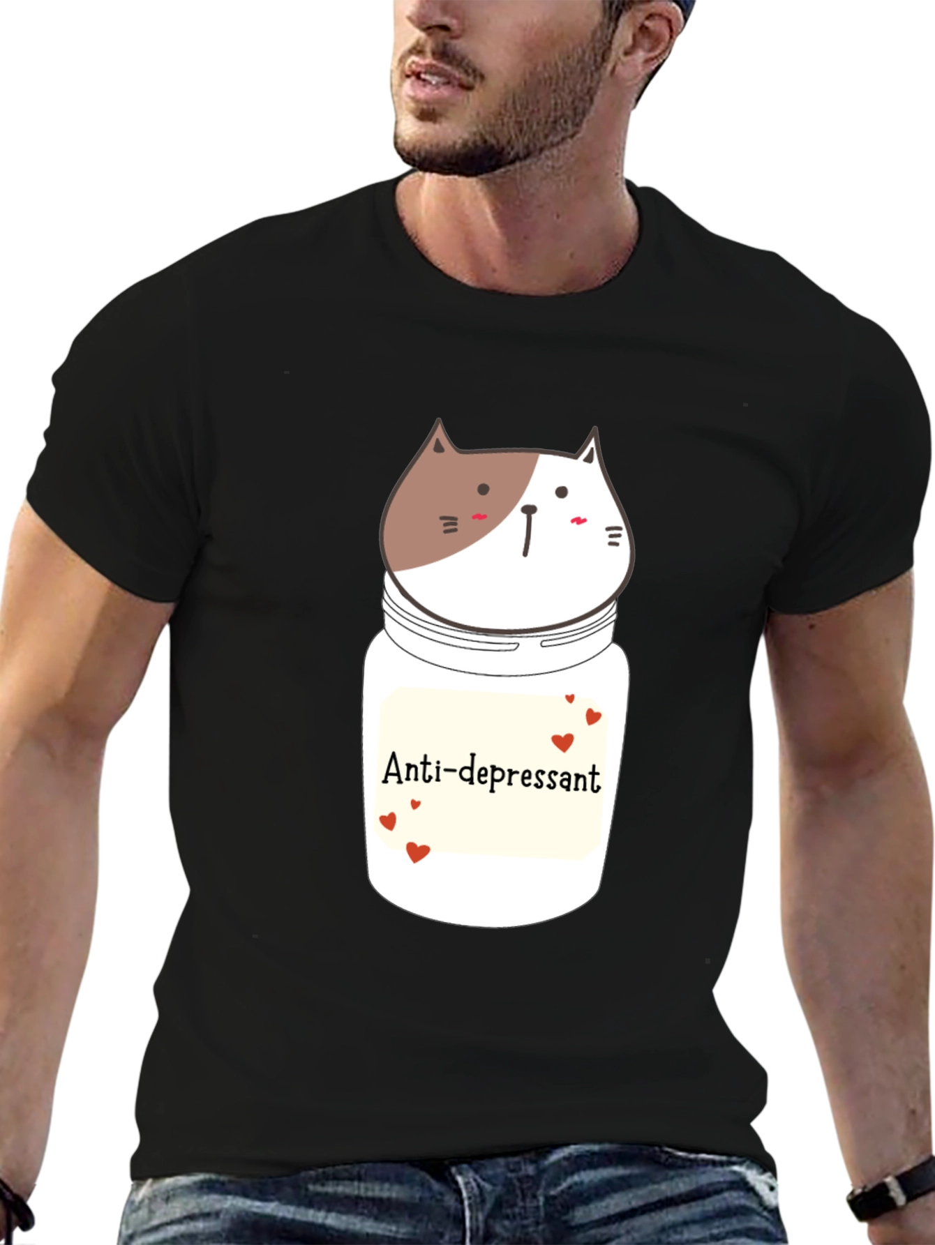 Anti-depressant Cat Jar Graphic T-Shirt