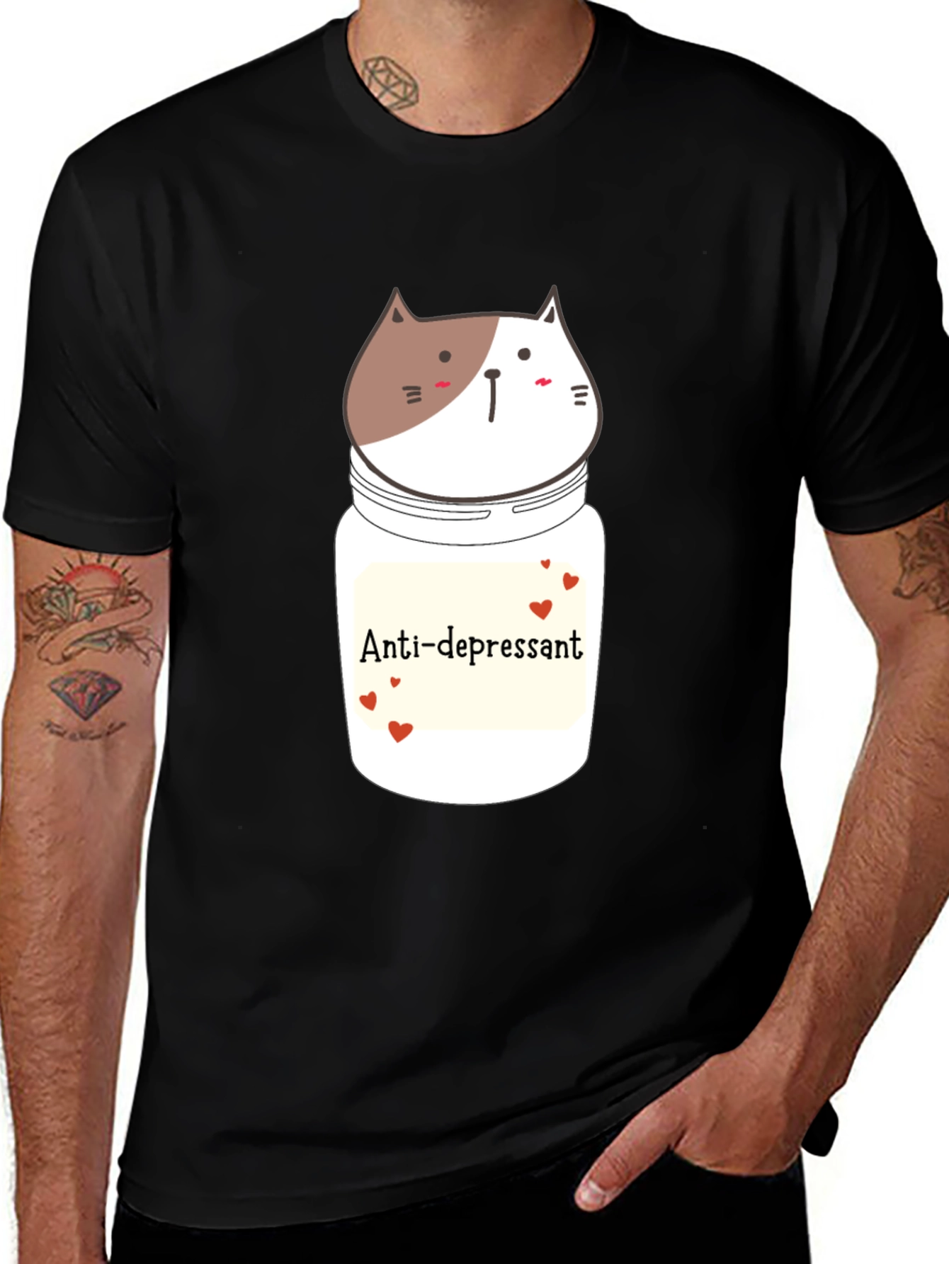 Anti-depressant Cat Jar Graphic T-Shirt