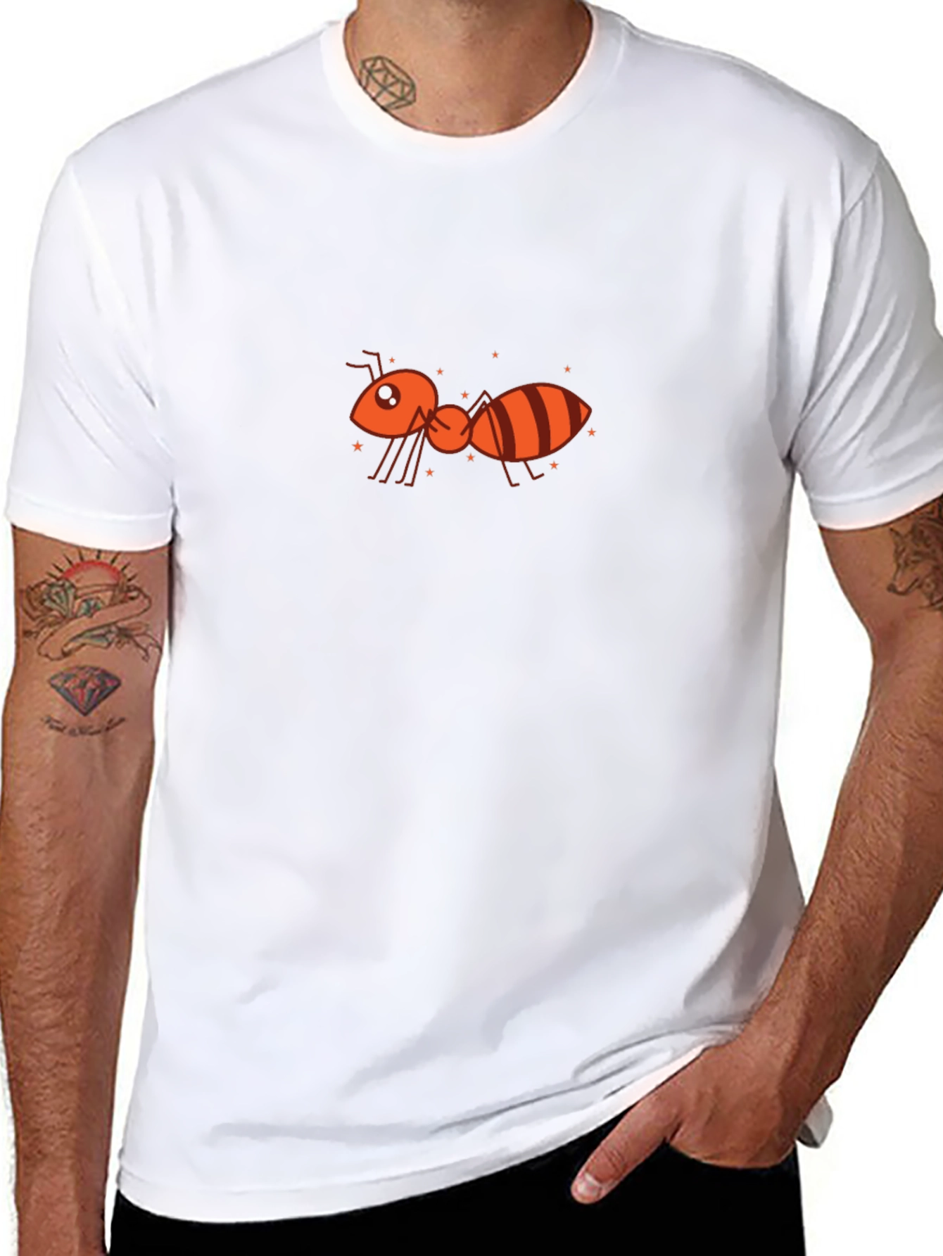 Ant Graphic Tee - Black Cotton Casual Top