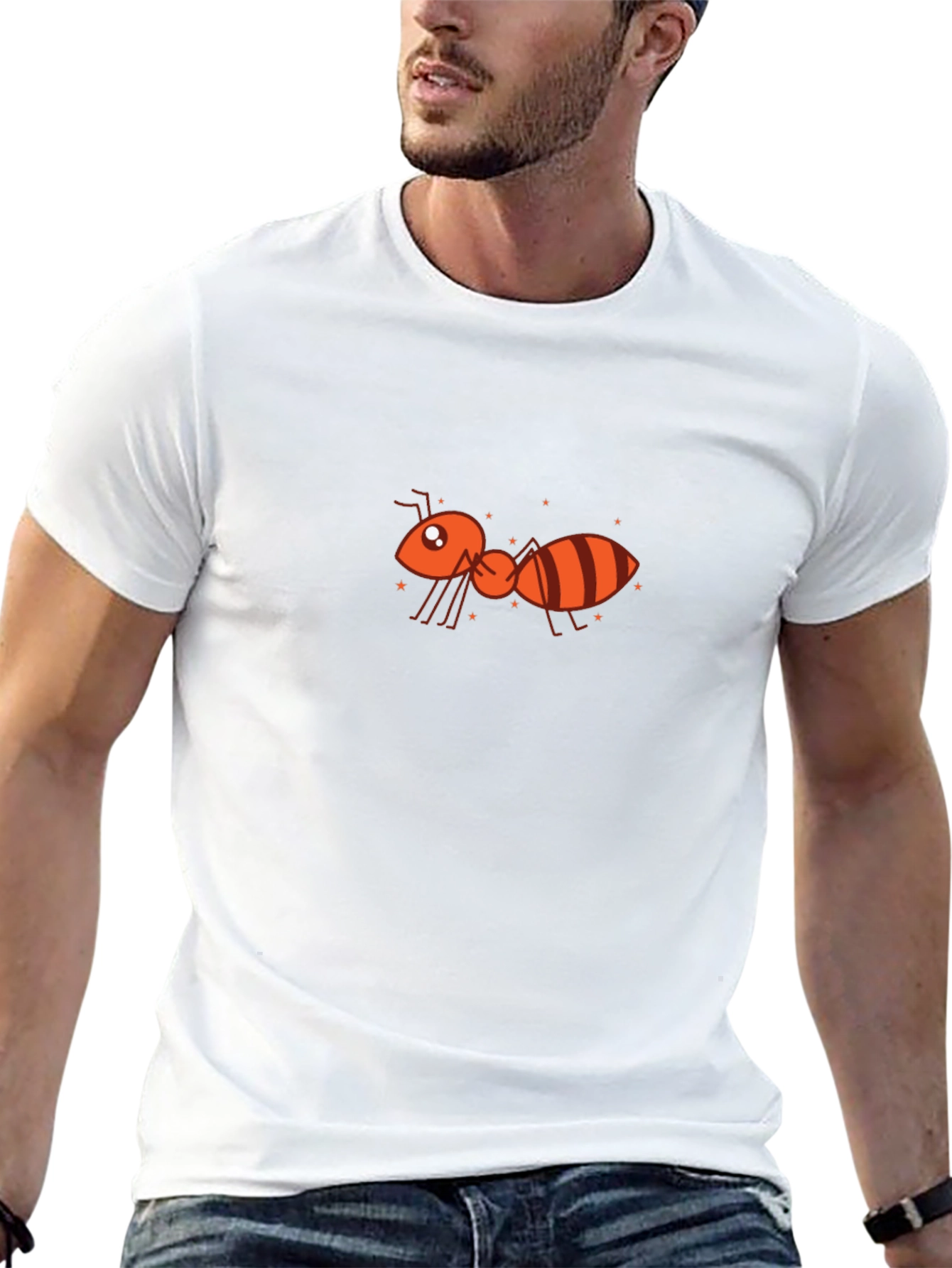 Ant Graphic Tee - Black Cotton Casual Top