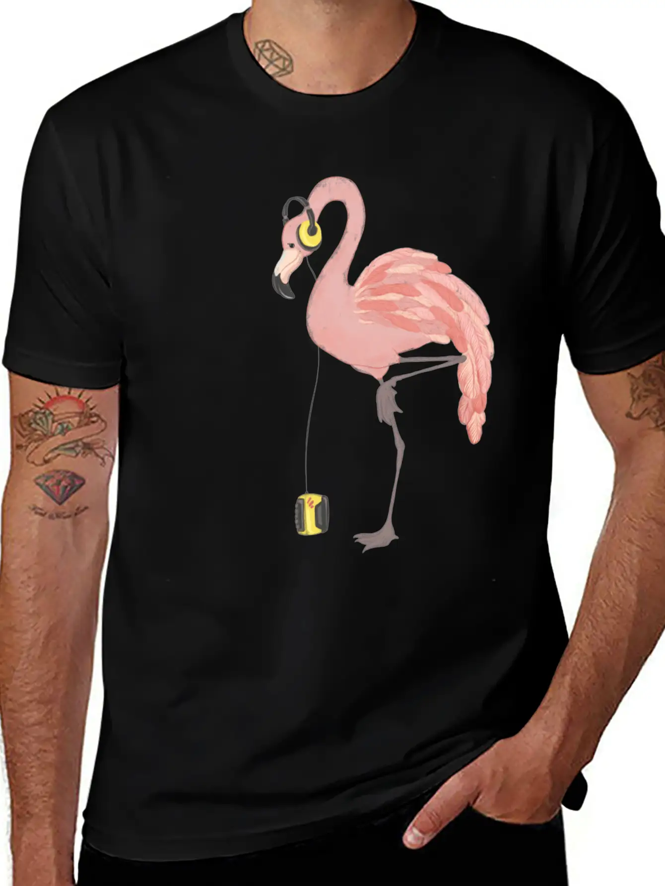 Walkman Flamingo Lightweight Cotton T-Shirt – Daily Comfort Graphic Shirt