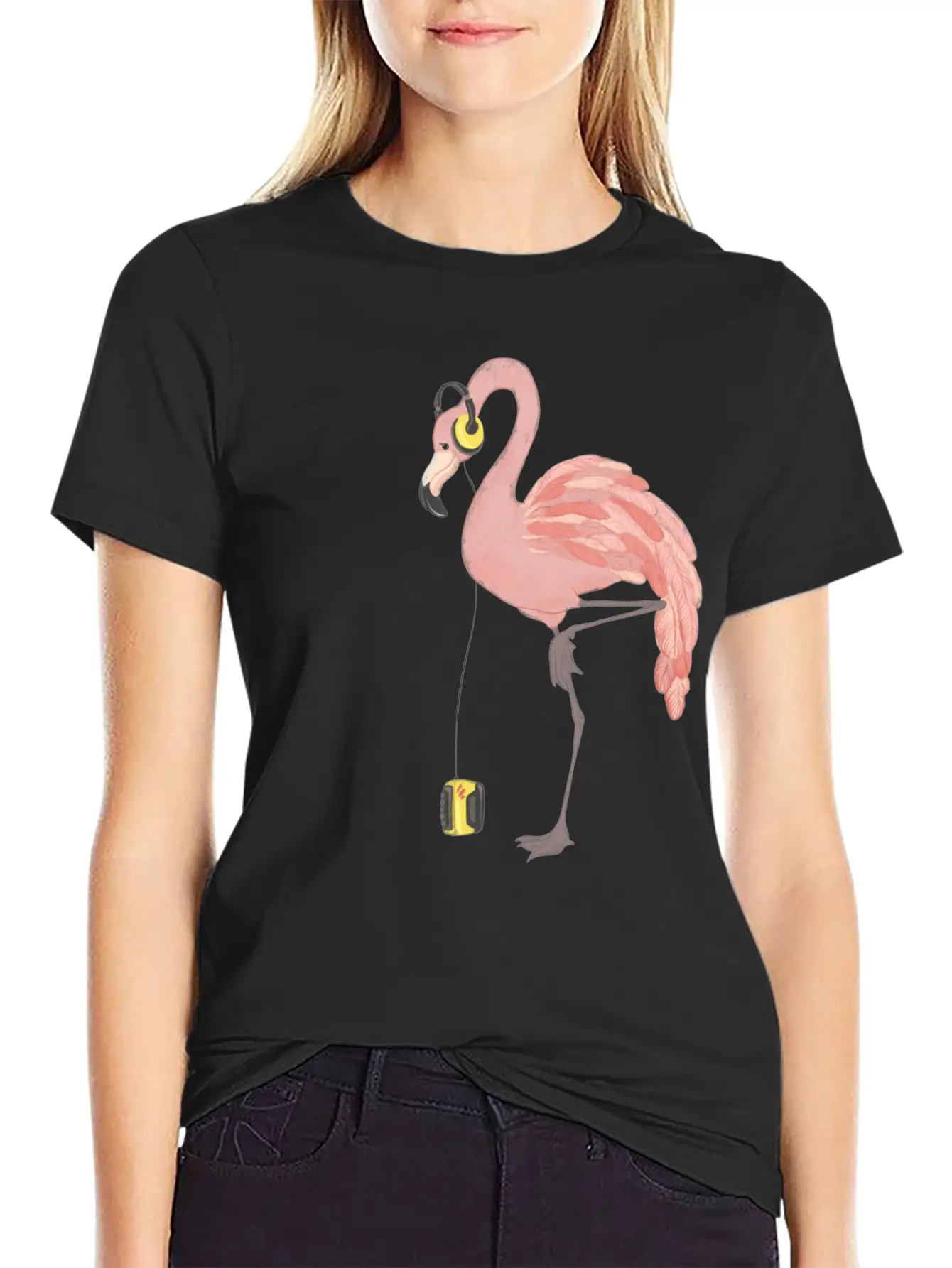 Walkman Flamingo Lightweight Cotton T-Shirt – Daily Comfort Graphic Shirt