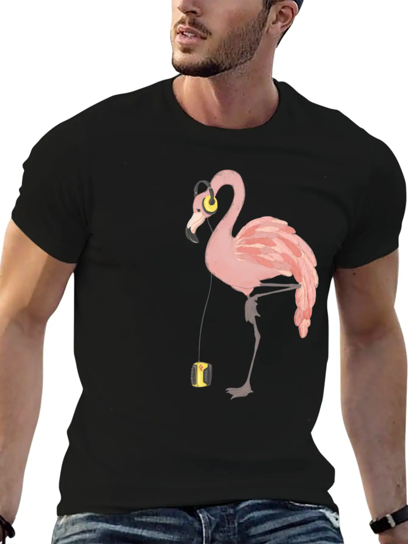 Walkman Flamingo Lightweight Cotton T-Shirt – Daily Comfort Graphic Shirt