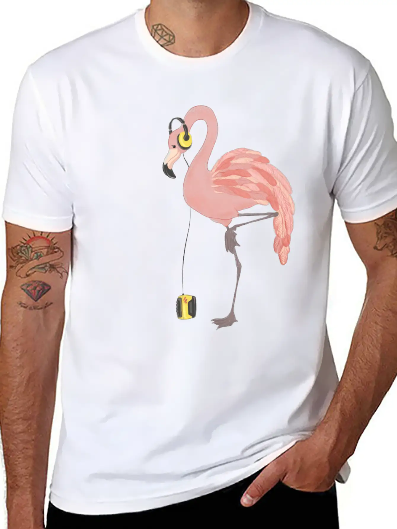 Walkman Flamingo Lightweight Cotton T-Shirt – Daily Comfort Graphic Shirt