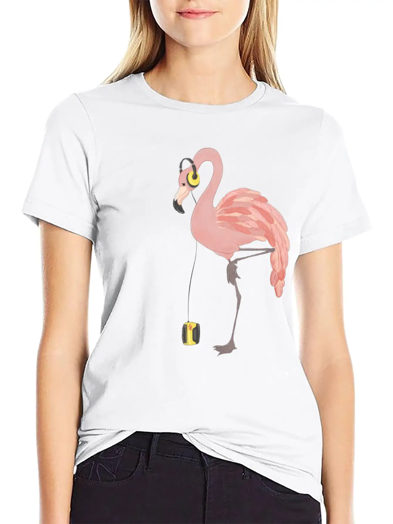 Walkman Flamingo Lightweight Cotton T-Shirt – Daily Comfort Graphic Shirt
