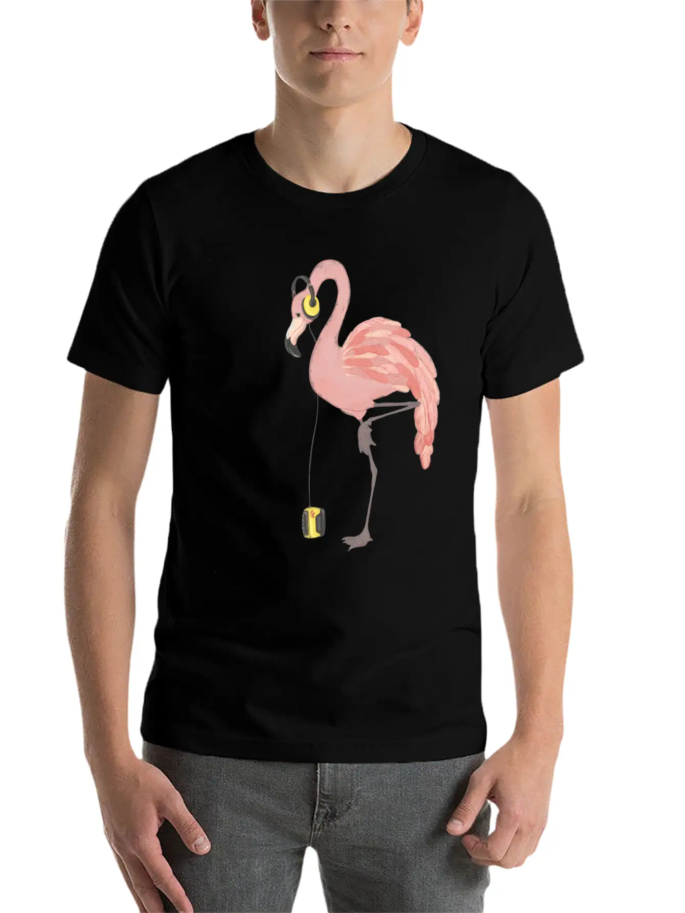 Walkman Flamingo Lightweight Cotton T-Shirt – Daily Comfort Graphic Shirt