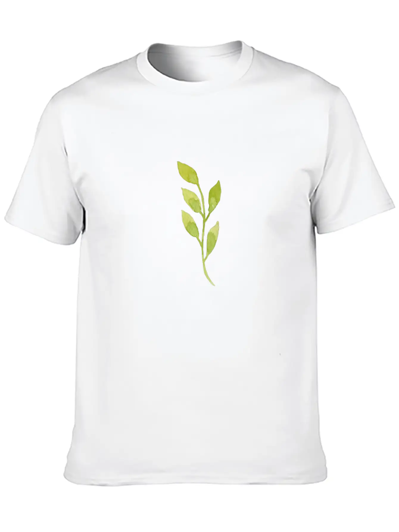 Watercolor Green Leaf Lightweight Cotton T-Shirt – Daily Comfort Graphic Shirt