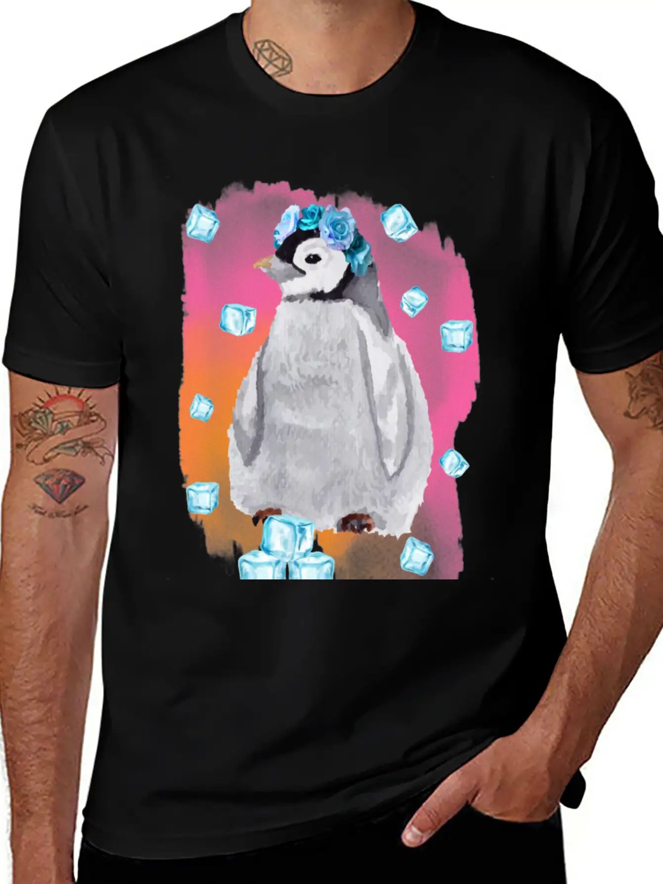 Watercolor Penguin Lightweight Cotton T-Shirt – Daily Comfort Graphic Shirt